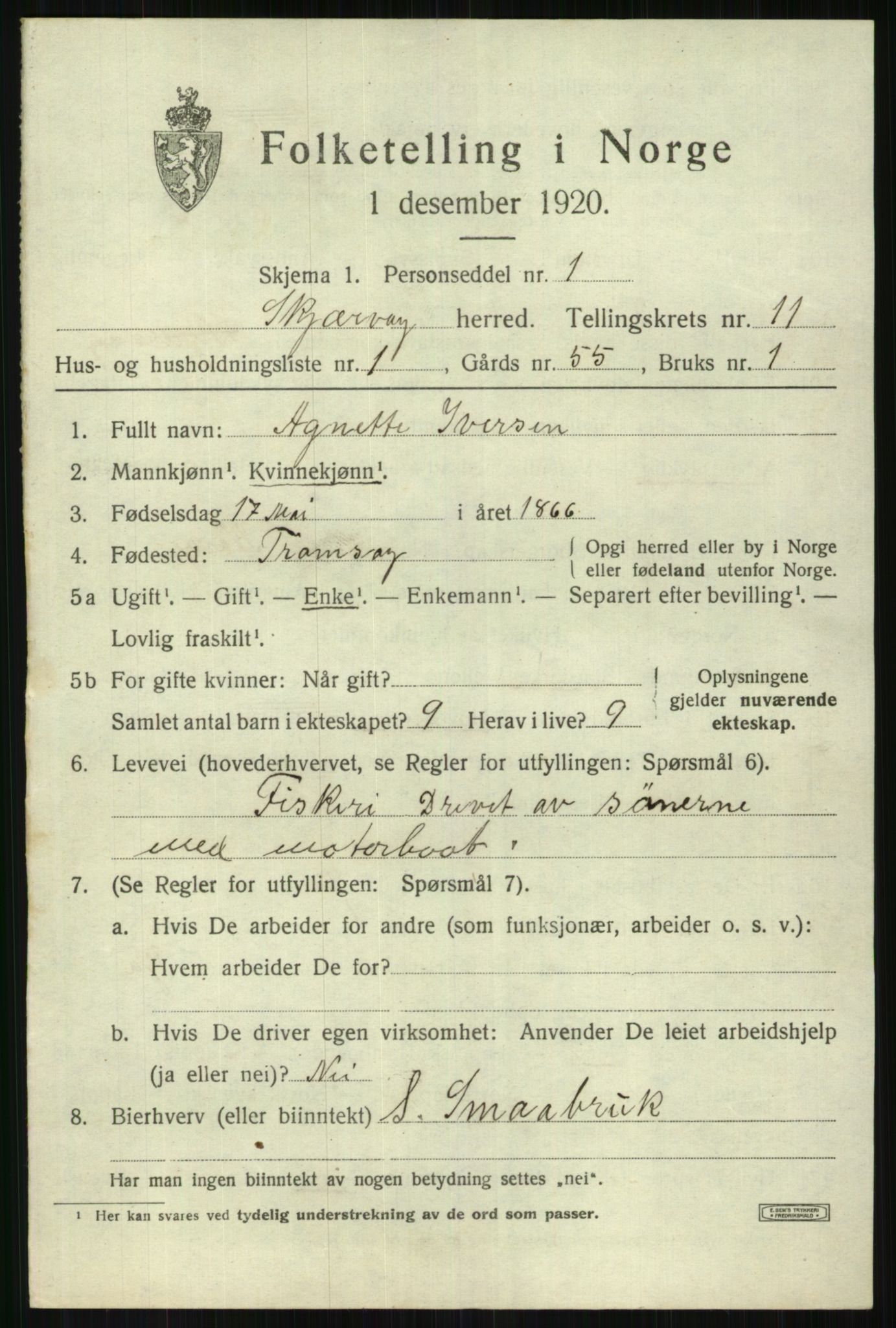 SATØ, 1920 census for Skjervøy, 1920, p. 5601