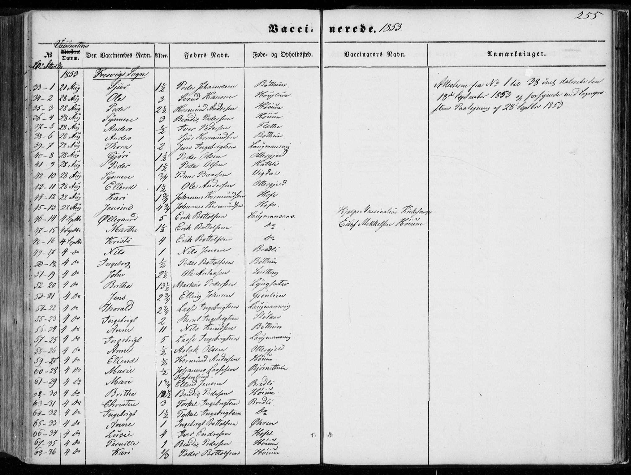 Leikanger sokneprestembete, AV/SAB-A-81001/H/Haa/Haaa/L0008: Parish register (official) no. A 8, 1852-1868, p. 255