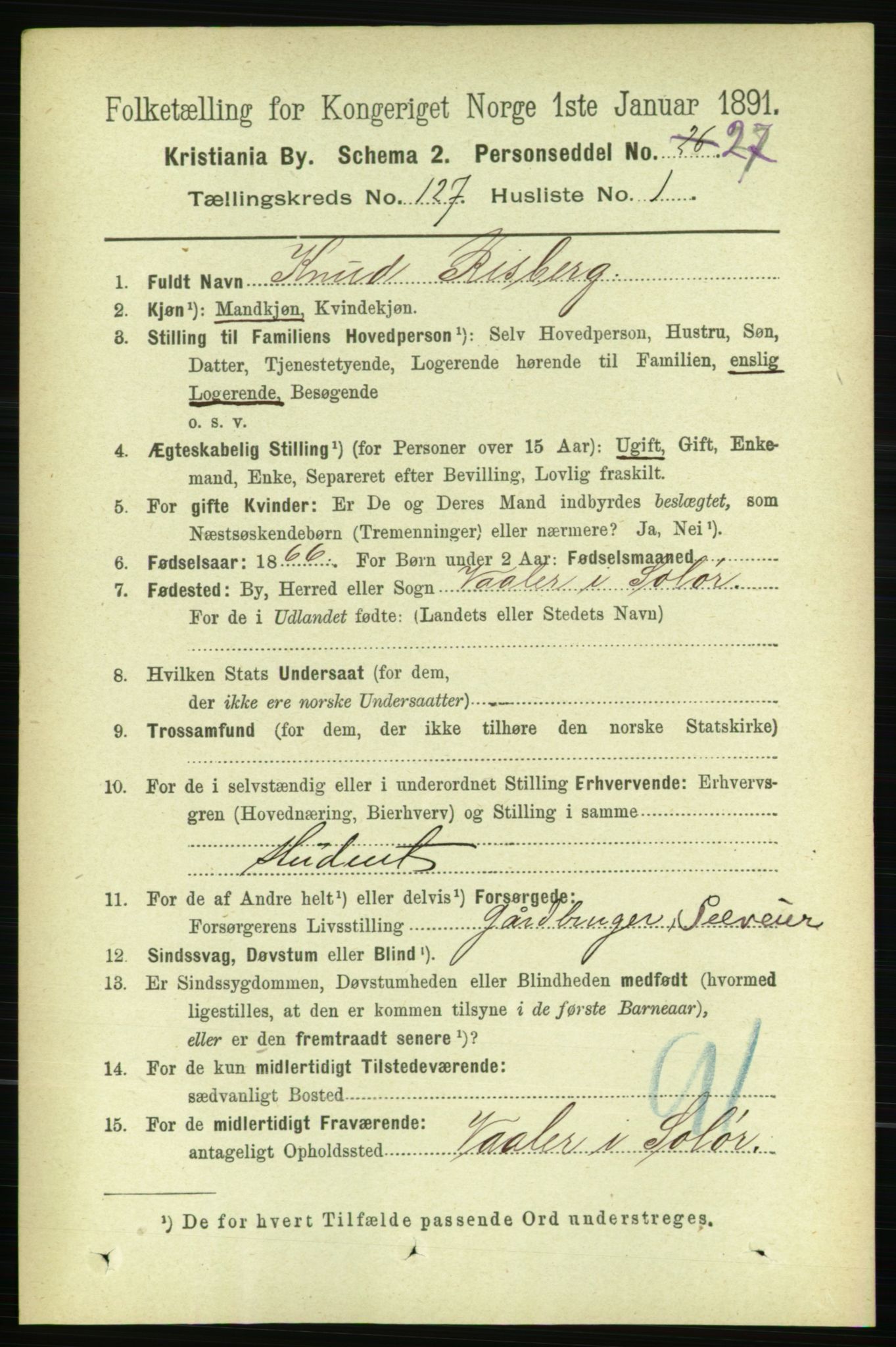 RA, 1891 census for 0301 Kristiania, 1891, p. 67851