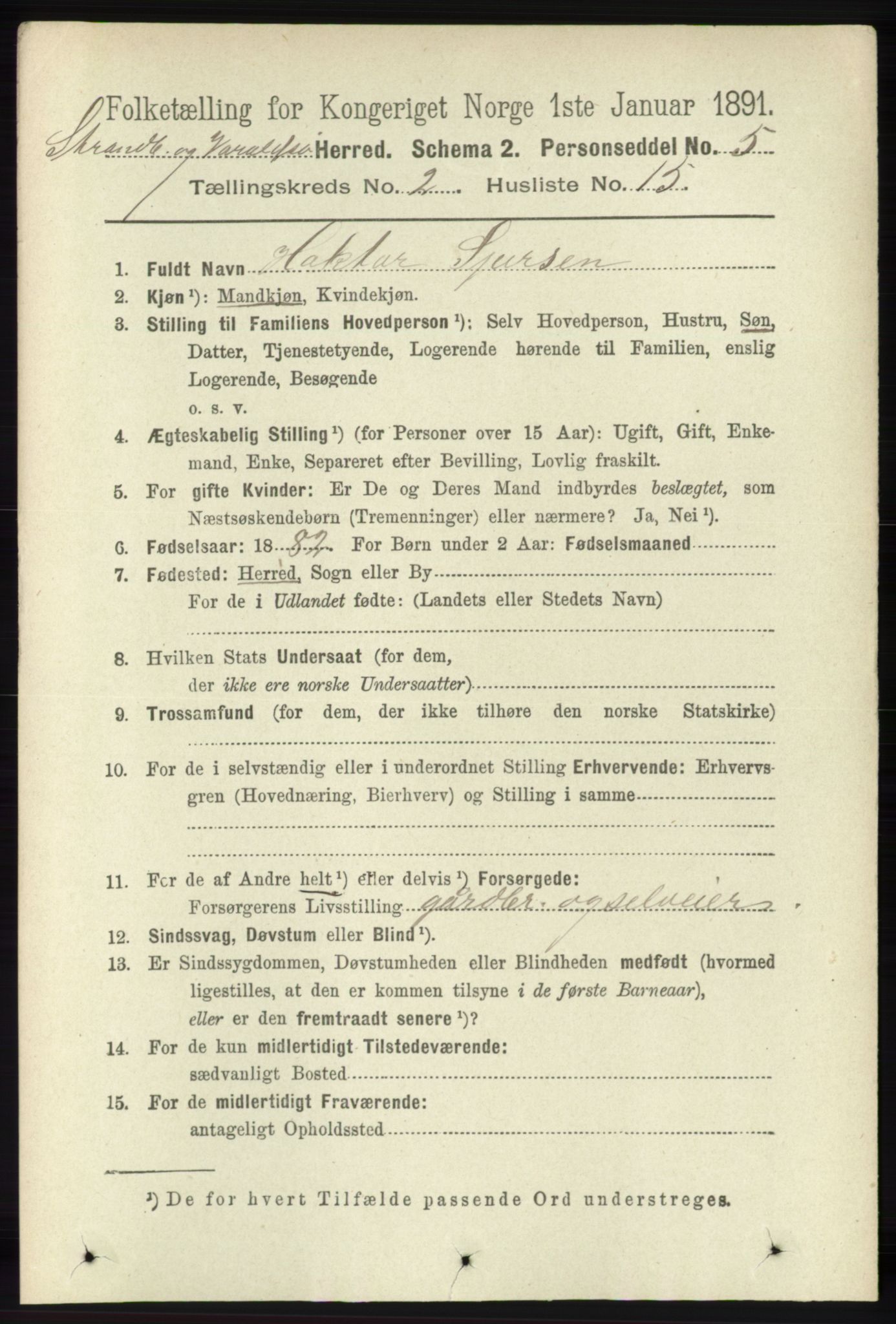 RA, 1891 census for 1226 Strandebarm og Varaldsøy, 1891, p. 685