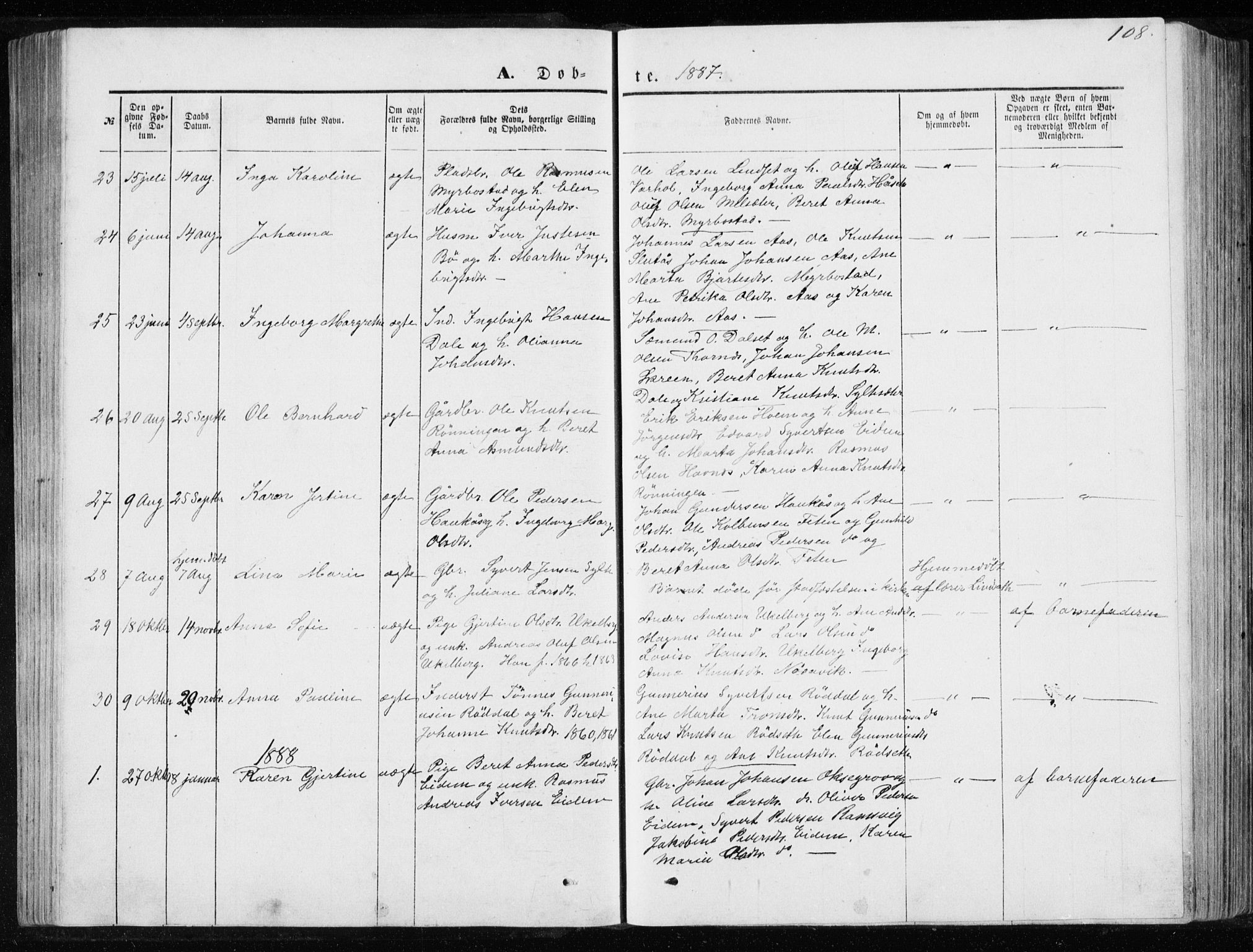 Ministerialprotokoller, klokkerbøker og fødselsregistre - Møre og Romsdal, AV/SAT-A-1454/565/L0754: Parish register (copy) no. 565C03, 1870-1896, p. 108