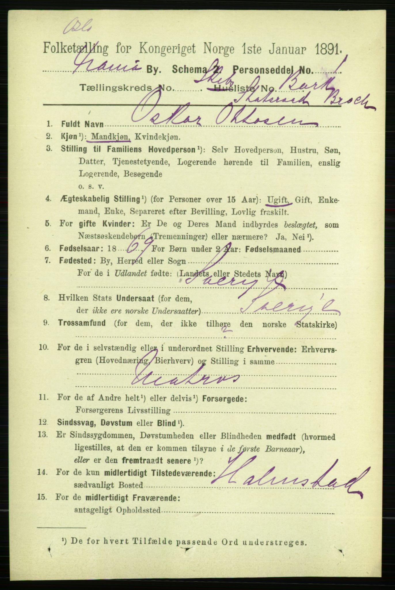 RA, 1891 census for 0301 Kristiania, 1891, p. 122795