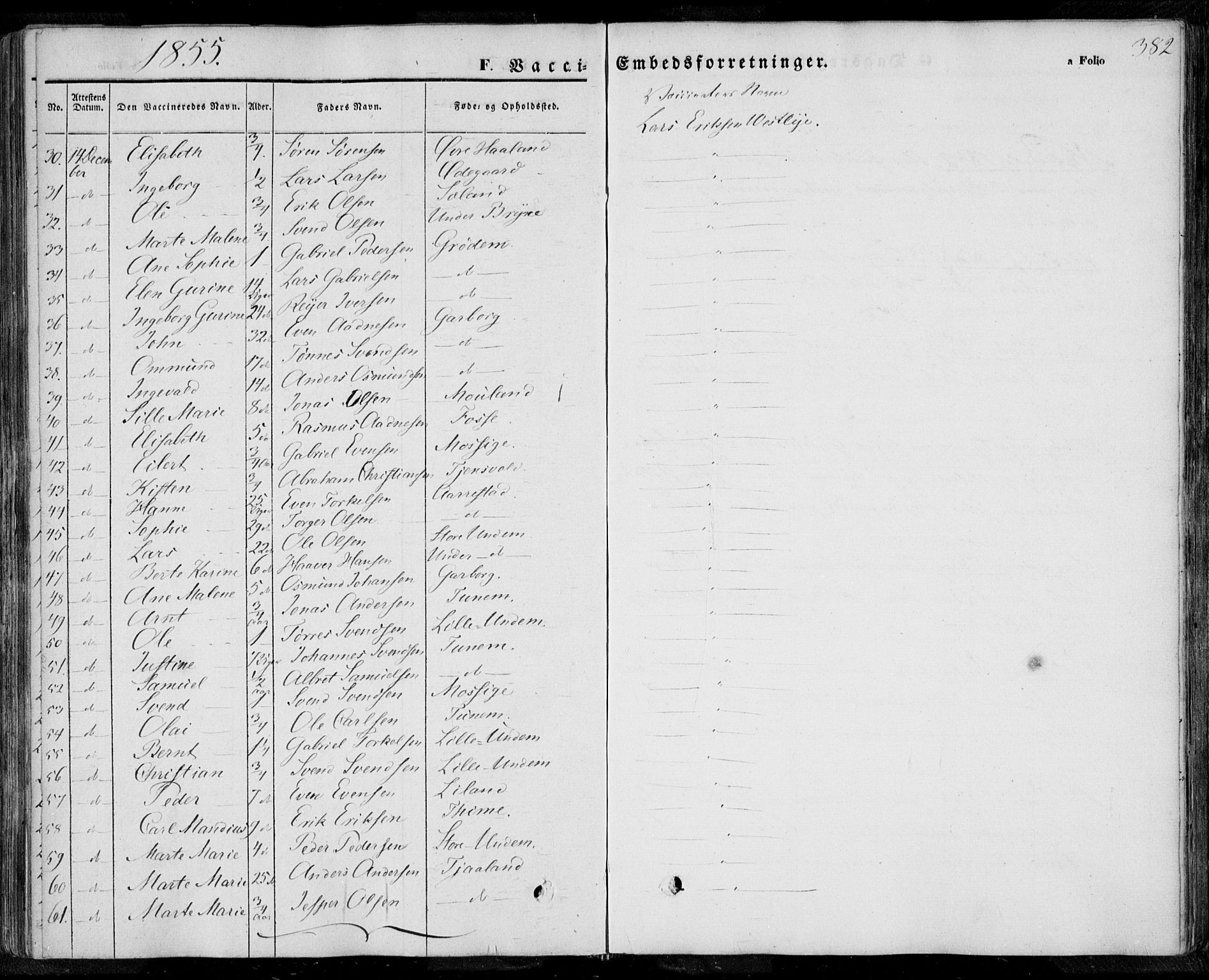 Lye sokneprestkontor, SAST/A-101794/001/30BA/L0006: Parish register (official) no. A 5.2, 1842-1855, p. 382