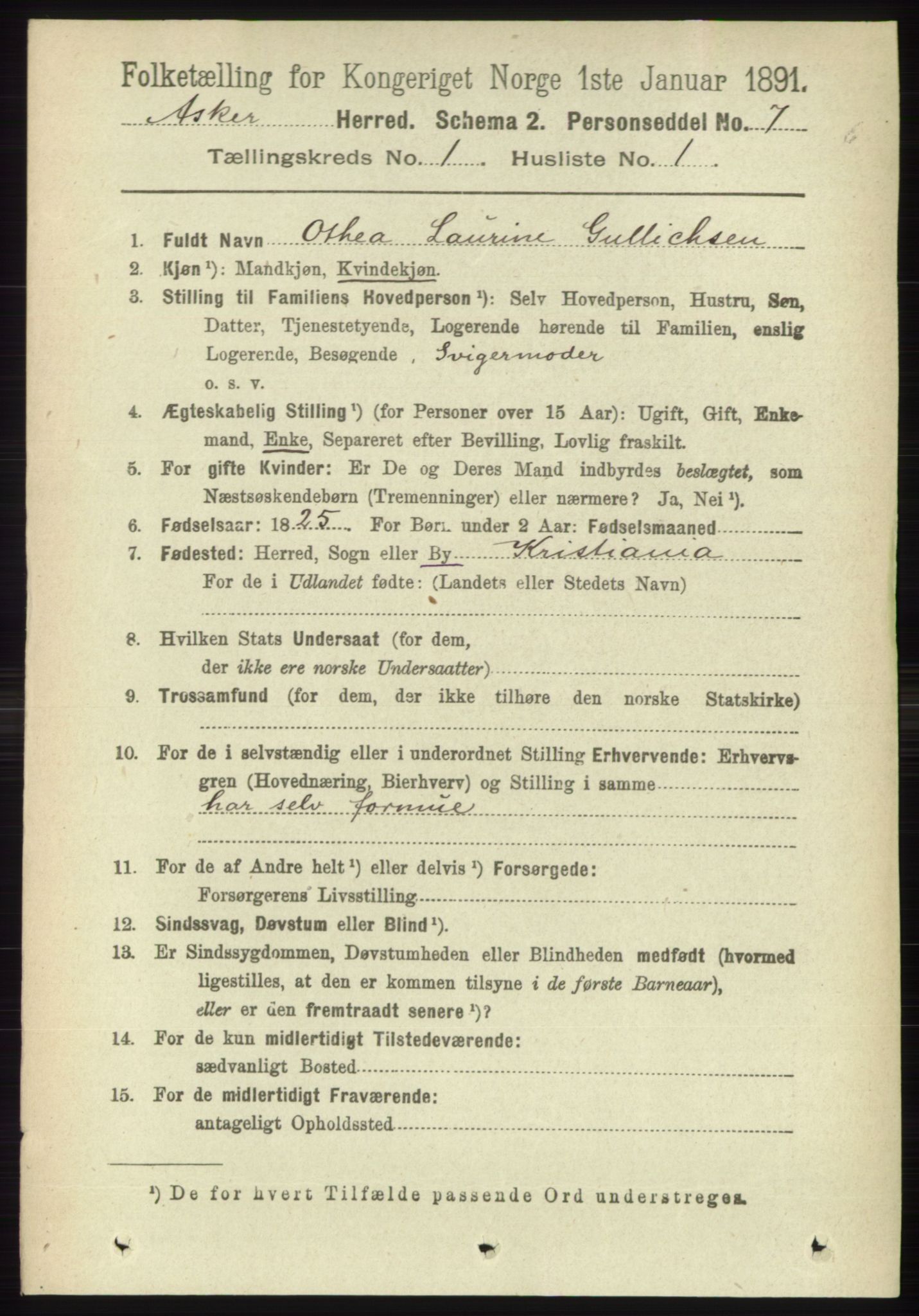 RA, 1891 census for 0220 Asker, 1891, p. 124