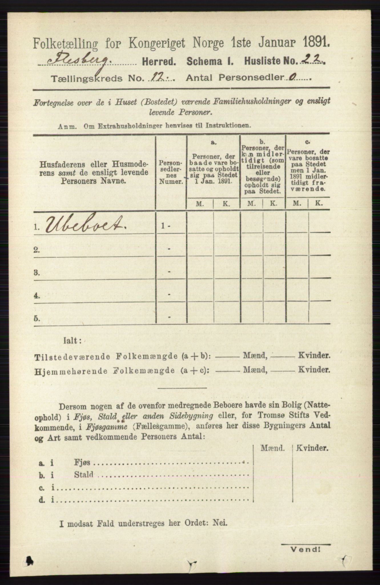 RA, 1891 census for 0631 Flesberg, 1891, p. 2092