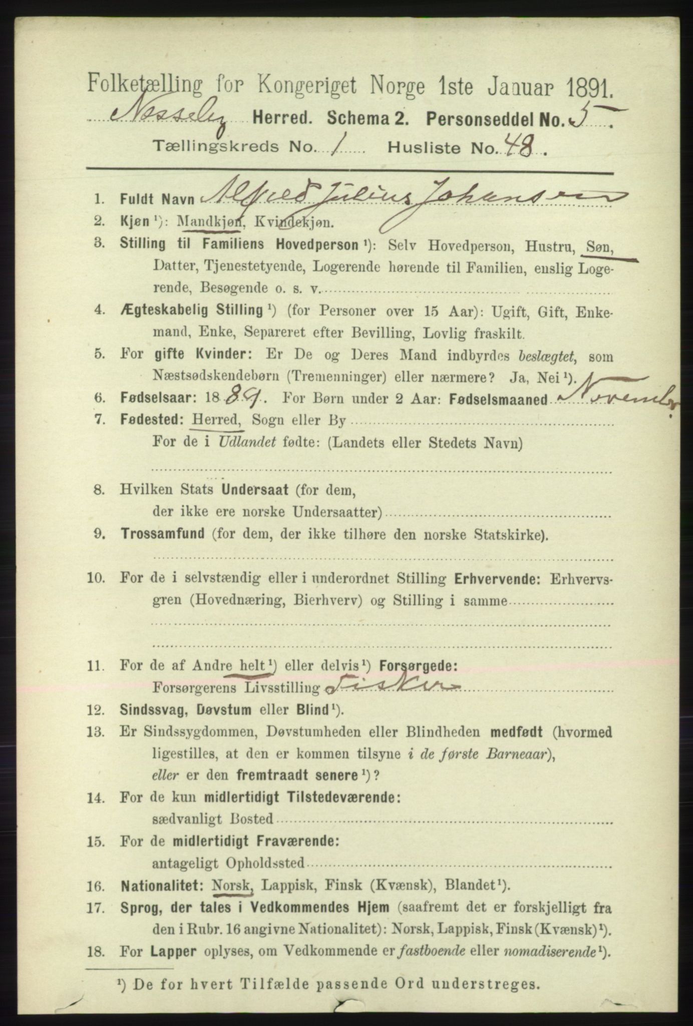 RA, 1891 census for 2027 Nesseby, 1891, p. 370