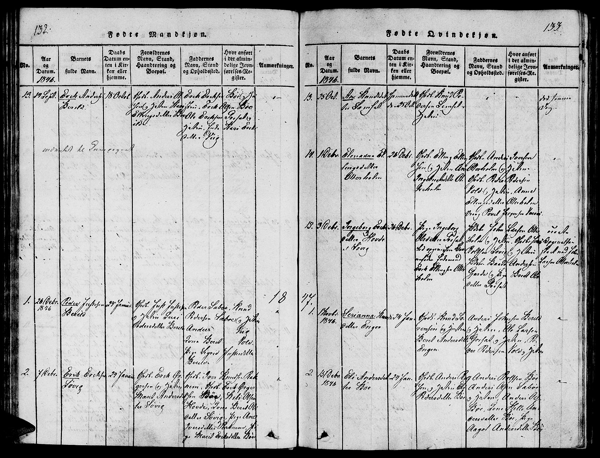 Ministerialprotokoller, klokkerbøker og fødselsregistre - Møre og Romsdal, AV/SAT-A-1454/543/L0561: Parish register (official) no. 543A01, 1818-1853, p. 132-133