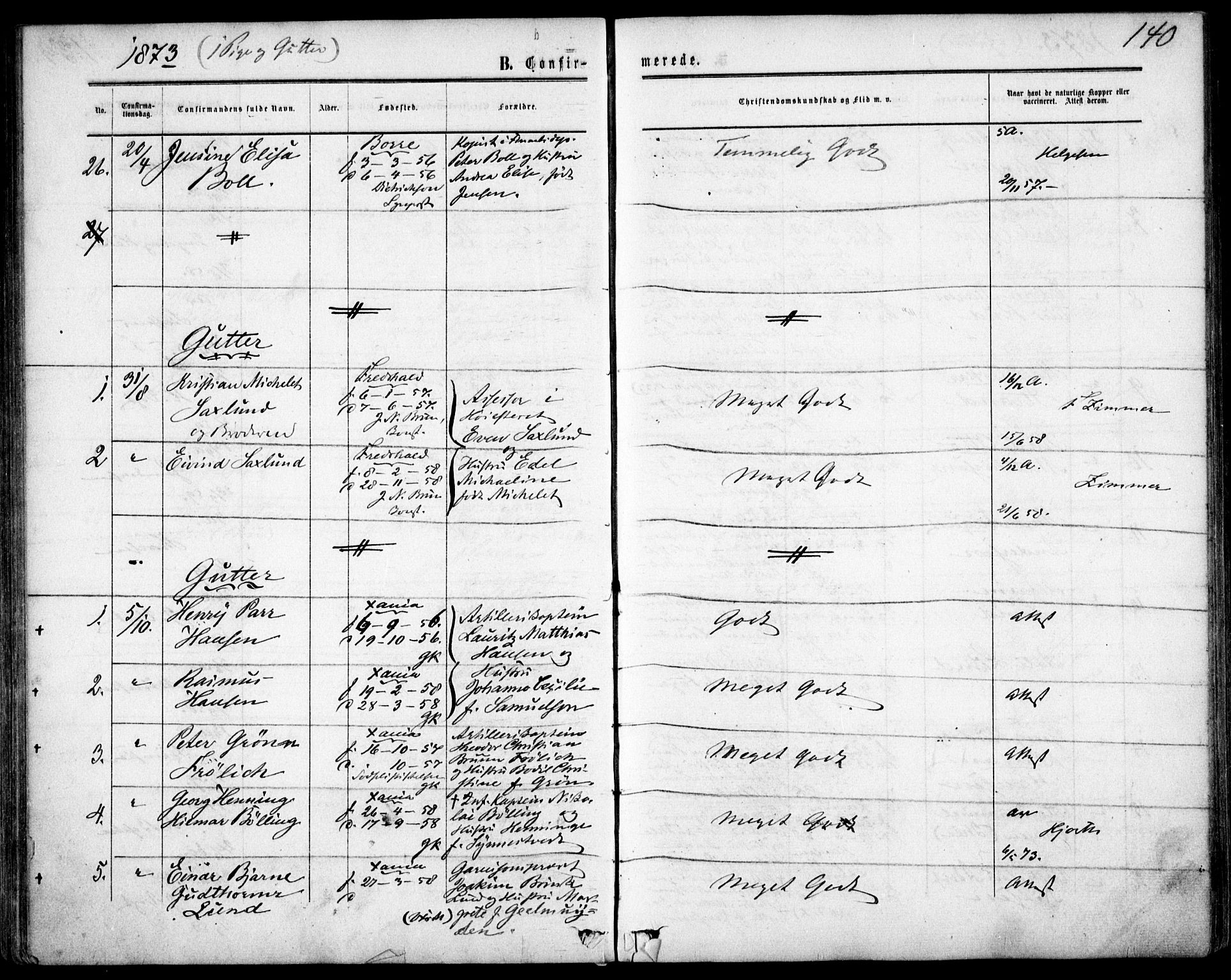 Garnisonsmenigheten Kirkebøker, AV/SAO-A-10846/F/Fa/L0011: Parish register (official) no. 11, 1870-1880, p. 140