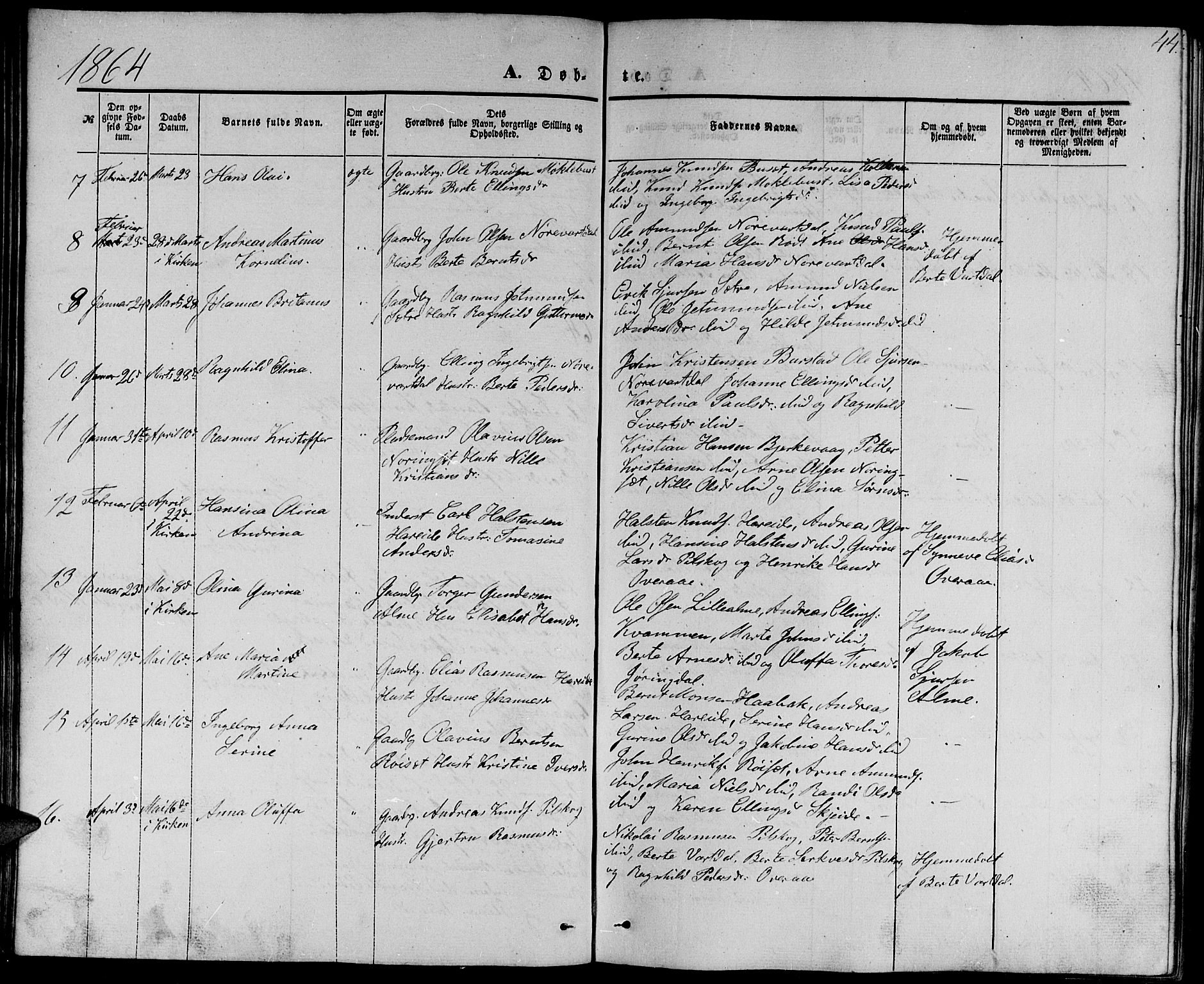 Ministerialprotokoller, klokkerbøker og fødselsregistre - Møre og Romsdal, AV/SAT-A-1454/510/L0124: Parish register (copy) no. 510C01, 1854-1877, p. 44