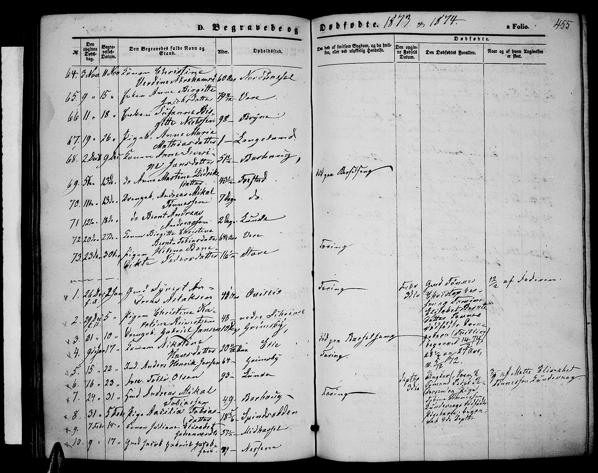 Lista sokneprestkontor, AV/SAK-1111-0027/F/Fb/L0003: Parish register (copy) no. B 3, 1862-1877, p. 455