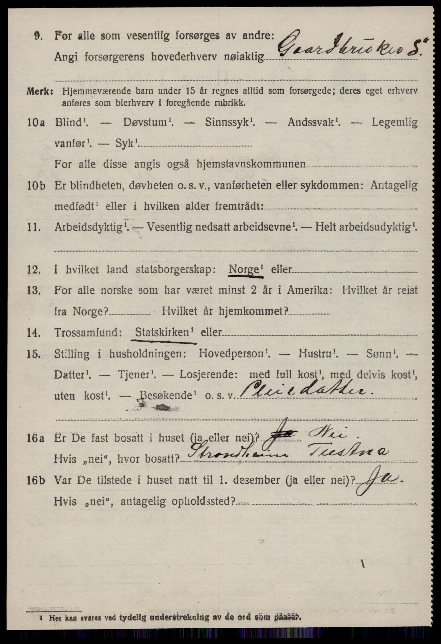 SAT, 1920 census for Tustna, 1920, p. 1454