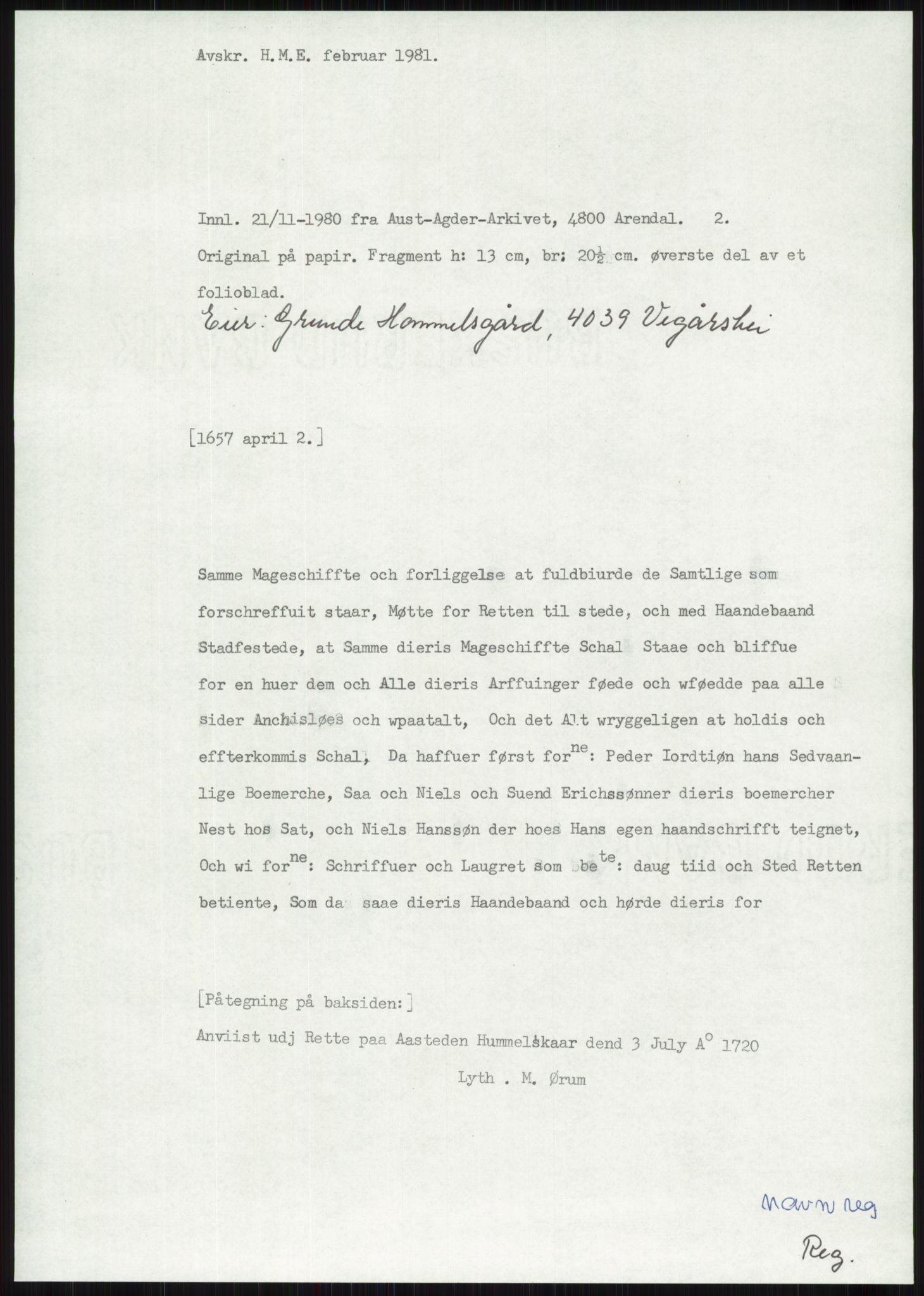 Samlinger til kildeutgivelse, Diplomavskriftsamlingen, AV/RA-EA-4053/H/Ha, p. 3948