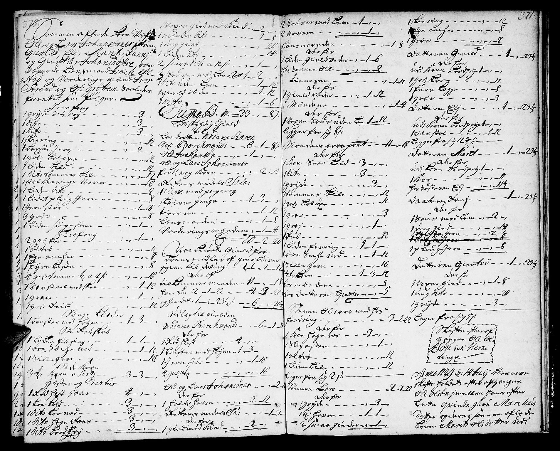 Fosen sorenskriveri, AV/SAT-A-1107/1/3/3A/L0006: Skifteprotokoll, 1723-1729, p. 370-371