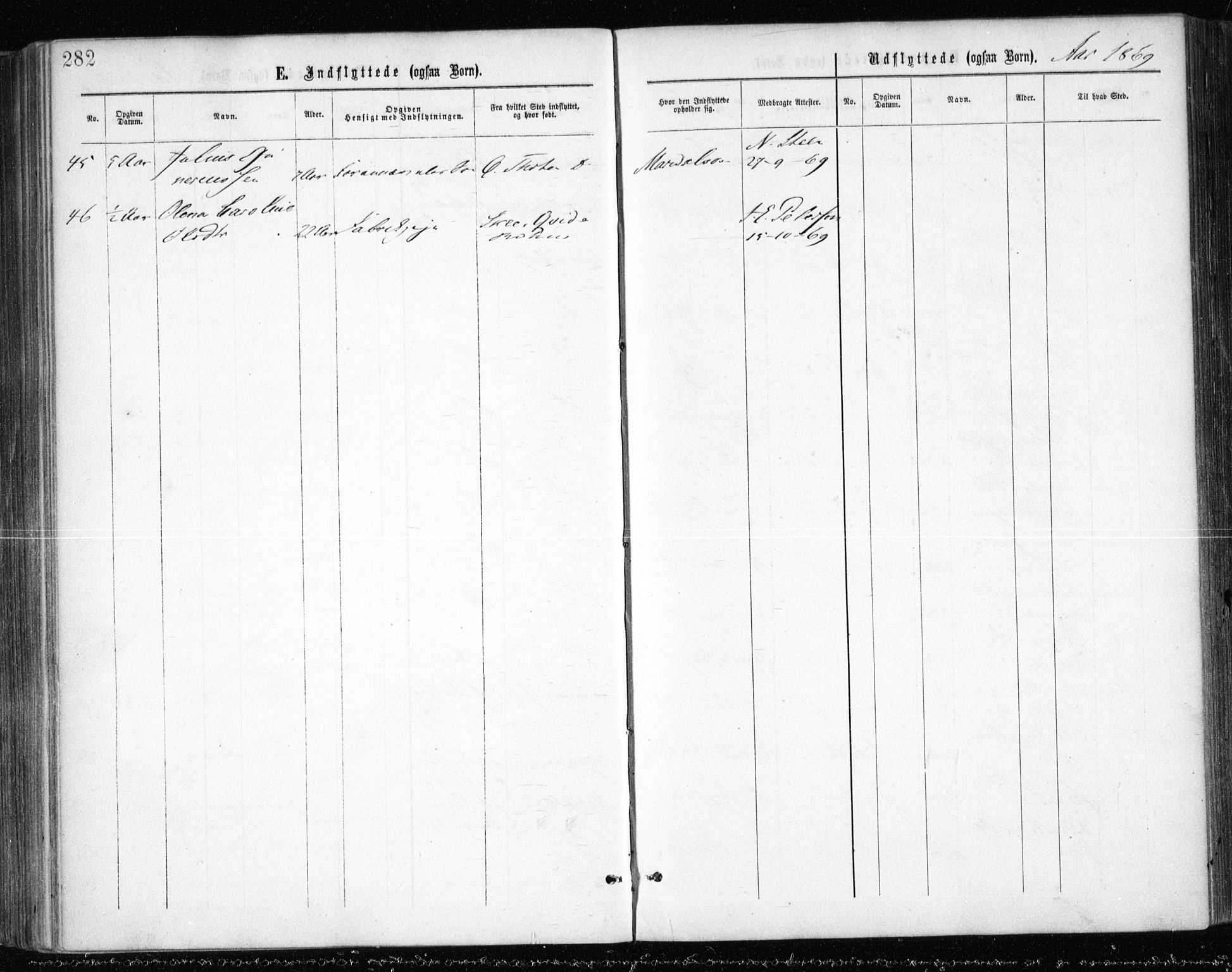 Gamle Aker prestekontor Kirkebøker, SAO/A-10617a/F/L0003: Parish register (official) no. 3, 1865-1873, p. 282