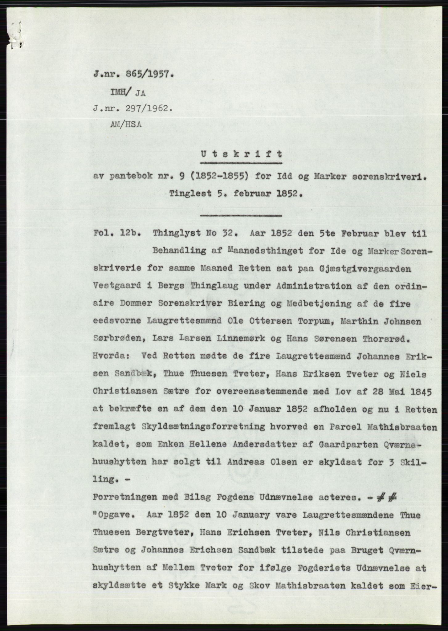 Statsarkivet i Oslo, AV/SAO-A-10621/Z/Zd/L0007: Avskrifter, j.nr 804-1436/1957, 1957, p. 19