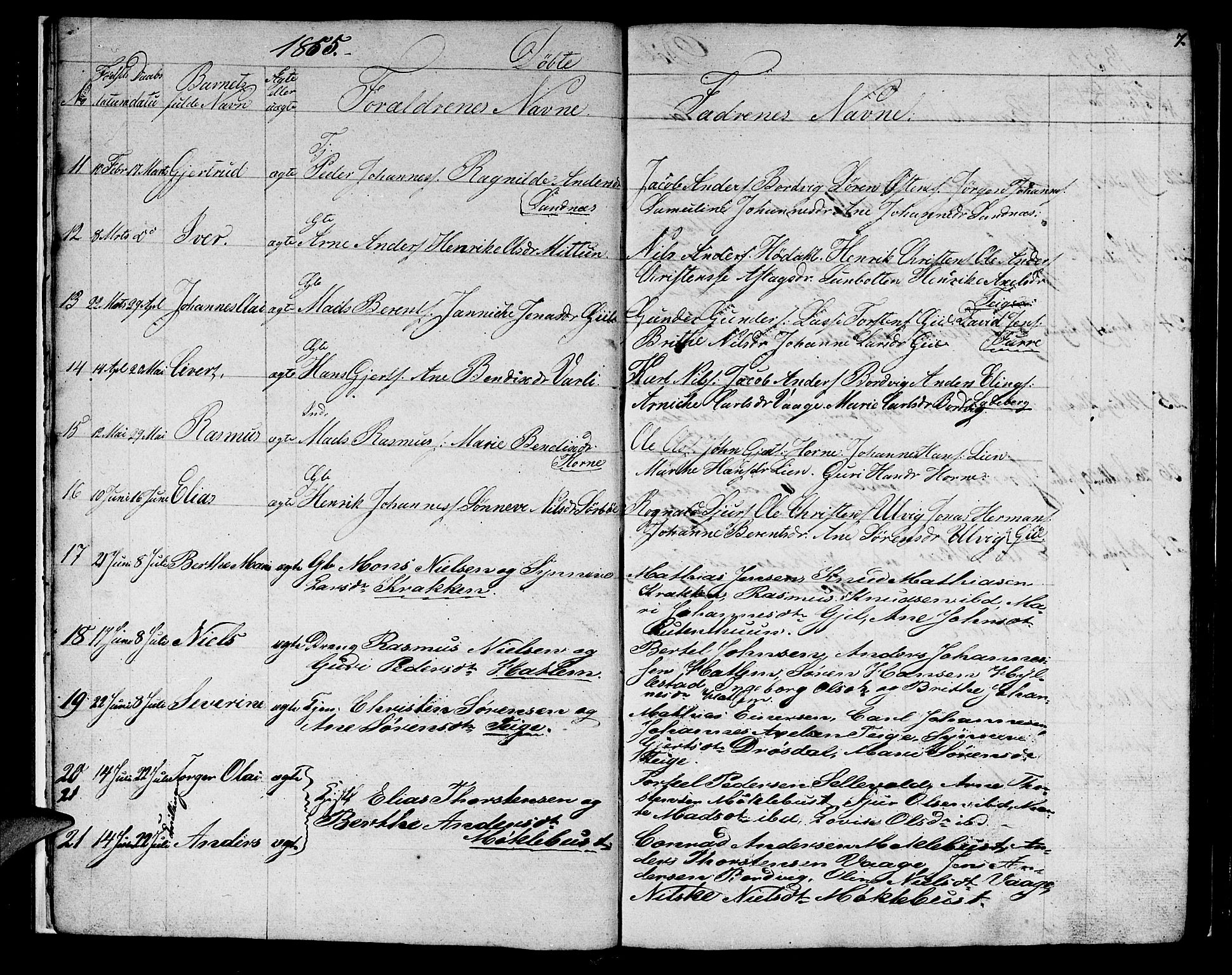 Hyllestad sokneprestembete, SAB/A-80401: Parish register (copy) no. C 1, 1853-1873, p. 7