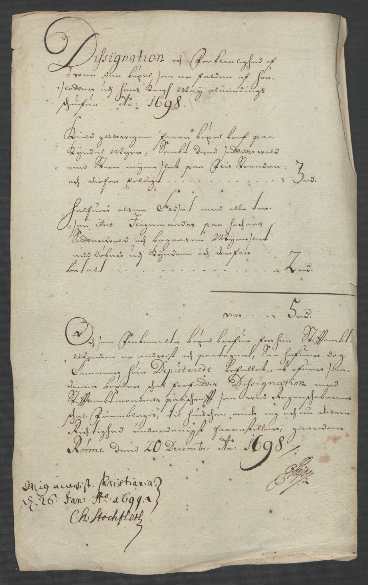 Rentekammeret inntil 1814, Reviderte regnskaper, Fogderegnskap, RA/EA-4092/R13/L0836: Fogderegnskap Solør, Odal og Østerdal, 1698, p. 145