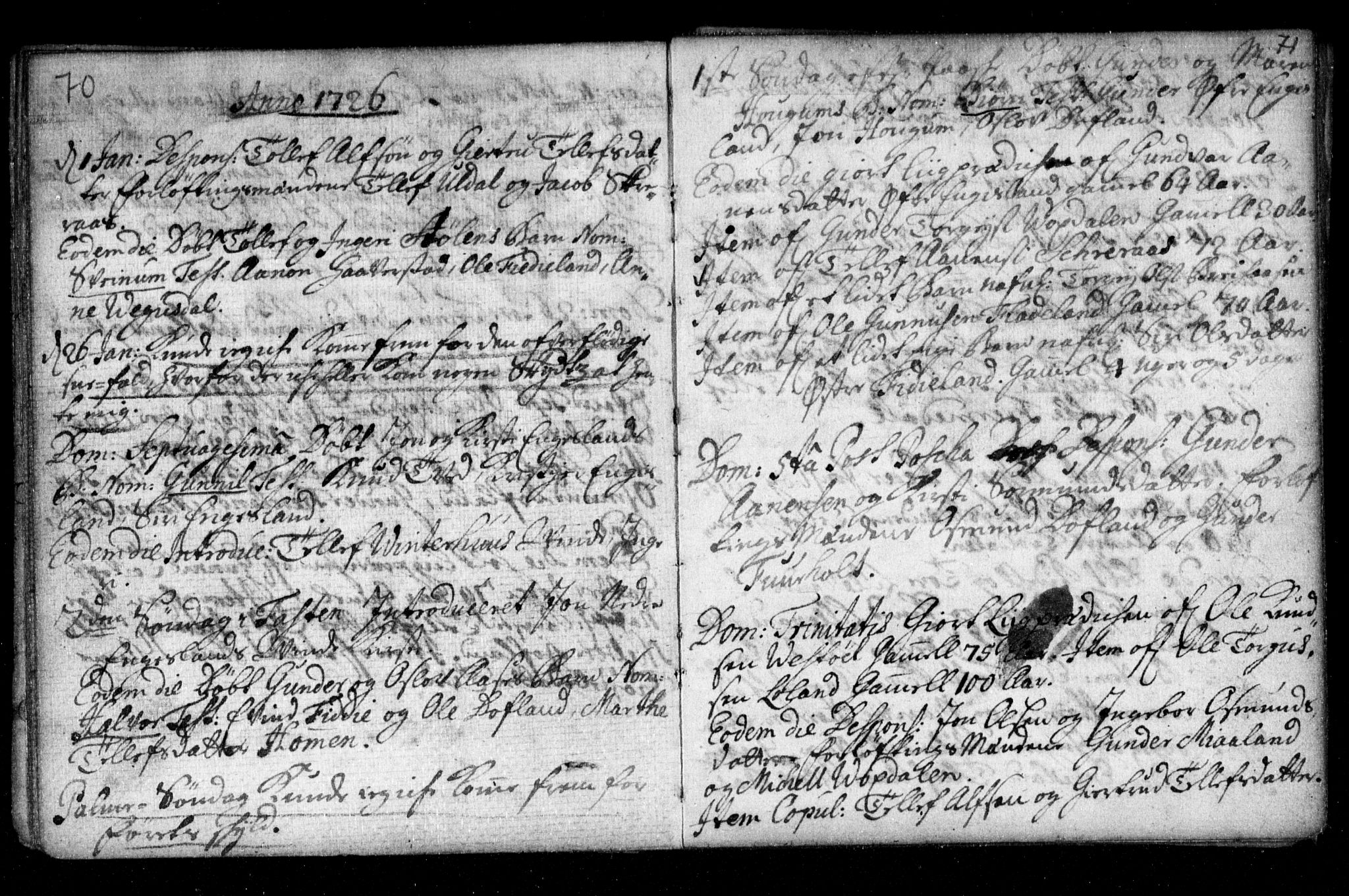 Herefoss sokneprestkontor, AV/SAK-1111-0019/F/Fa/Fab/L0001: Parish register (official) no. A 1, 1704-1779, p. 70-71