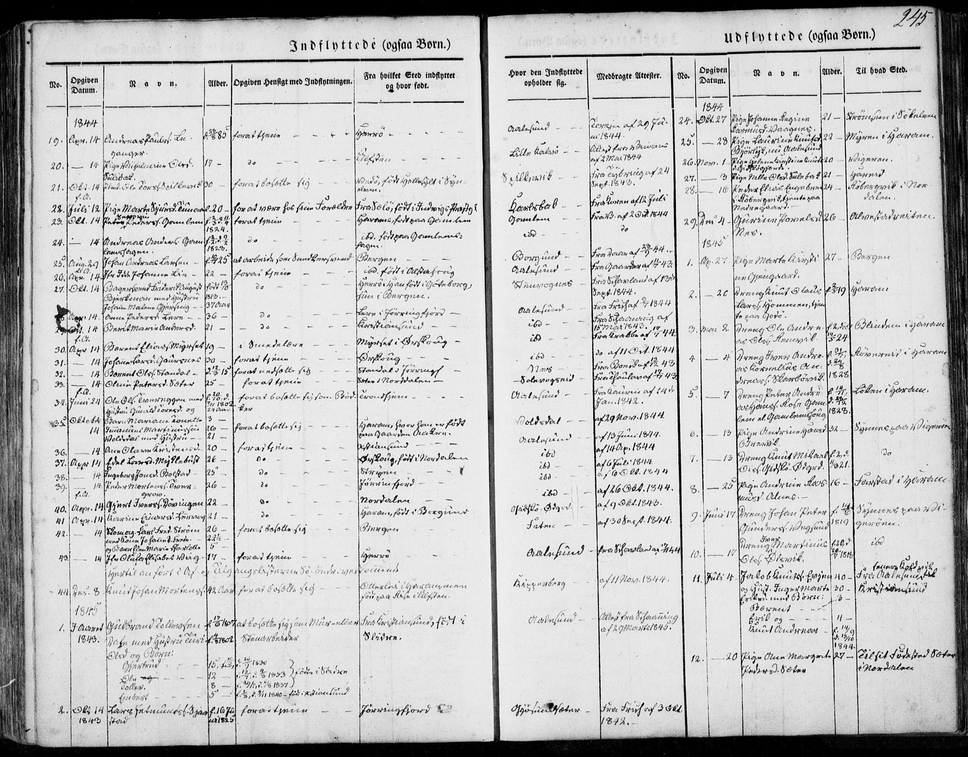 Ministerialprotokoller, klokkerbøker og fødselsregistre - Møre og Romsdal, SAT/A-1454/528/L0396: Parish register (official) no. 528A07, 1839-1847, p. 245