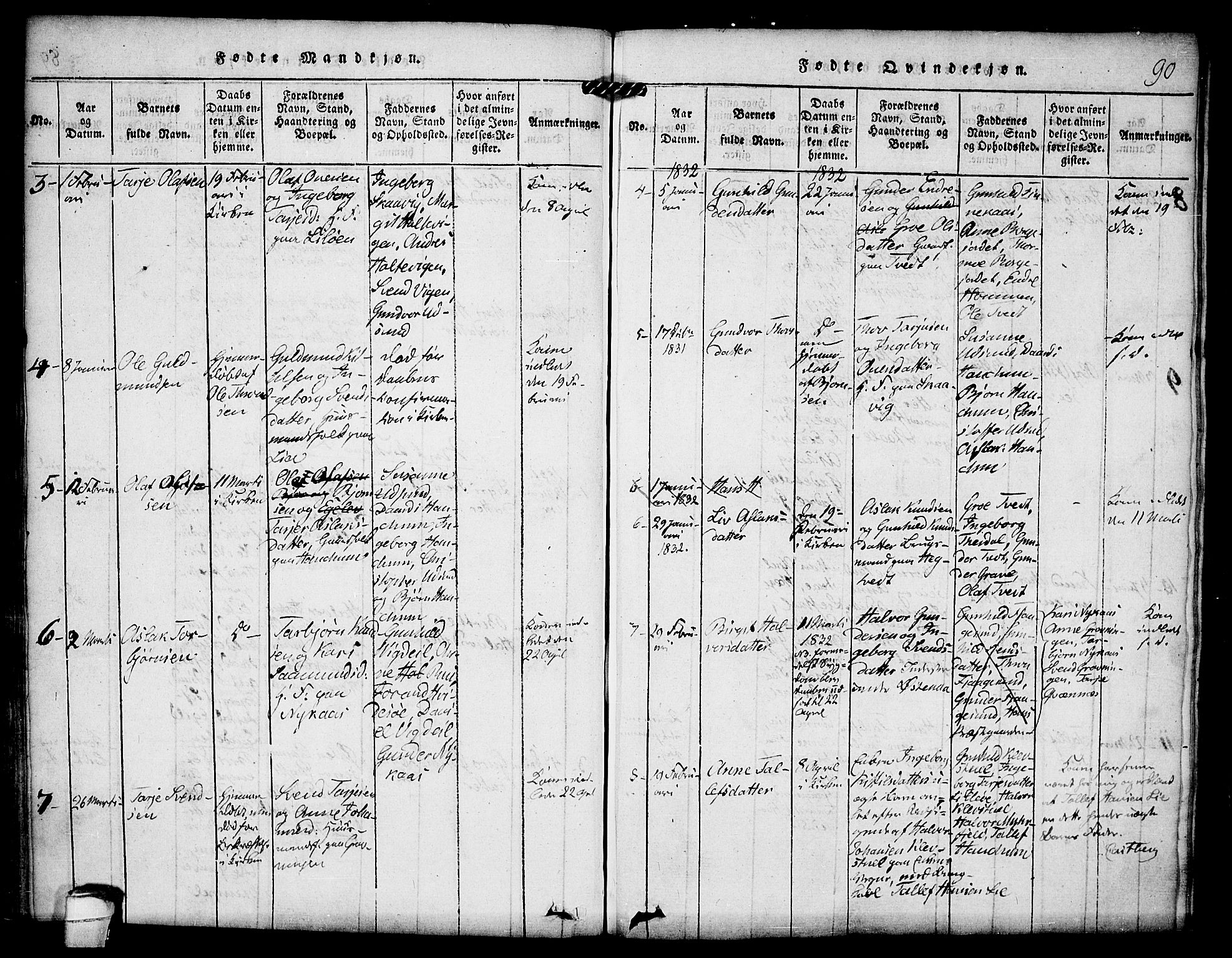 Kviteseid kirkebøker, SAKO/A-276/F/Fa/L0005: Parish register (official) no. I 5, 1815-1836, p. 90
