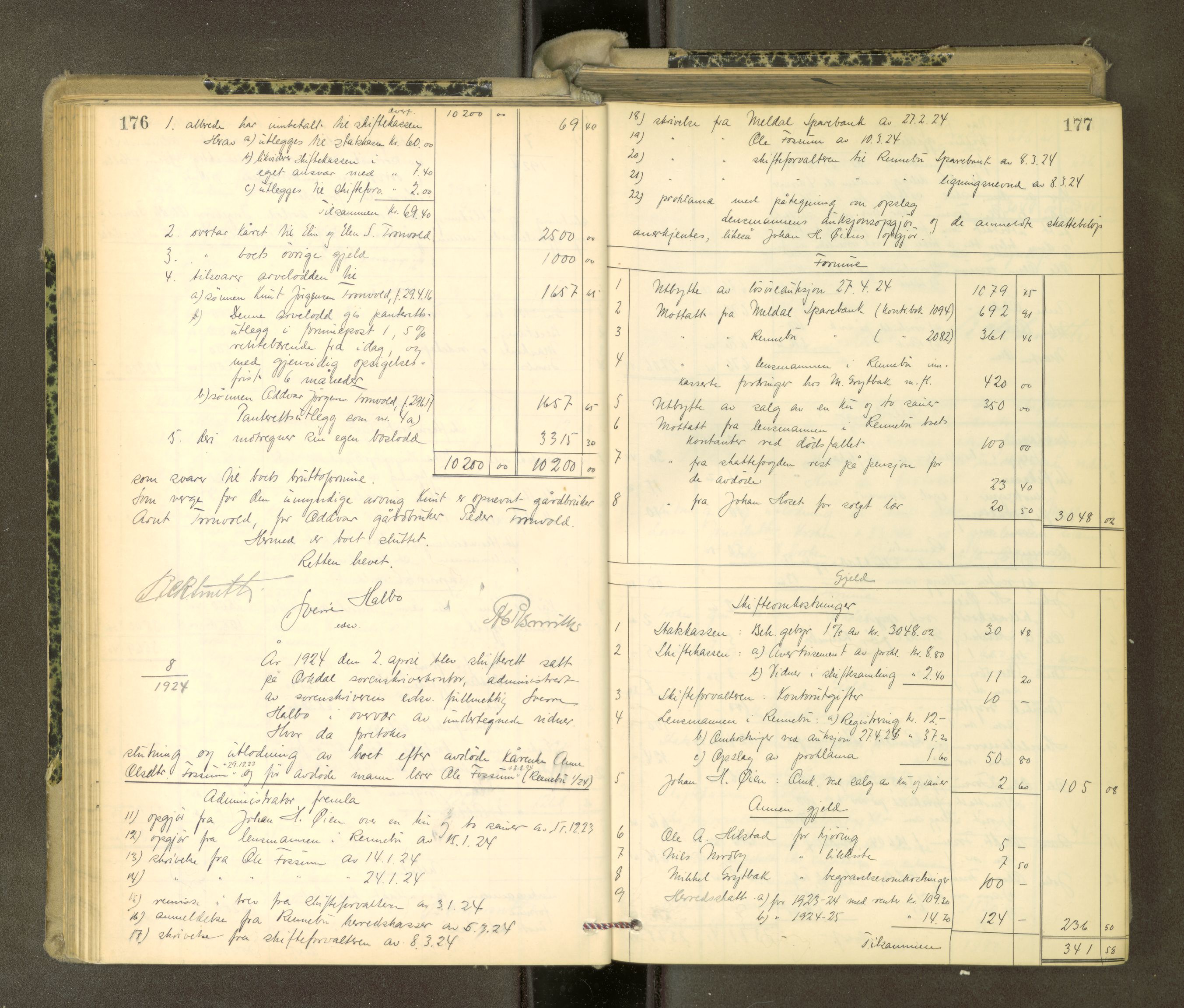 Orkdal sorenskriveri, AV/SAT-A-4169/1/3/3Aa/L0017: Skifteprotokoller, 1921-1929, p. 176-177