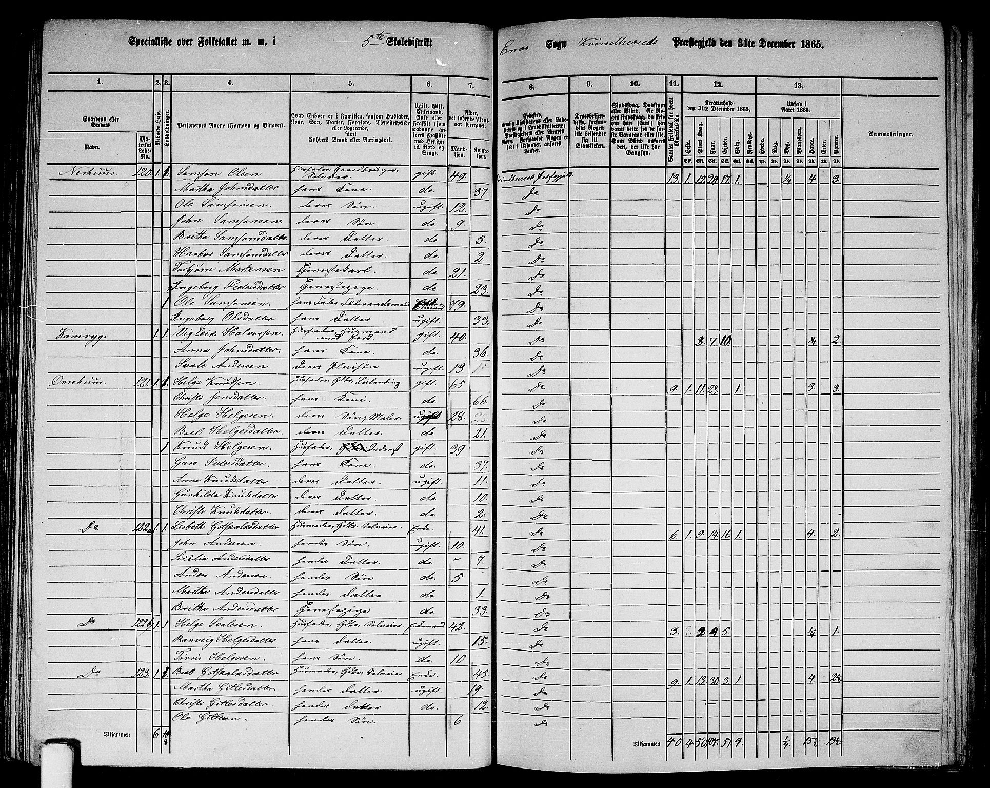 RA, 1865 census for Kvinnherad, 1865, p. 73