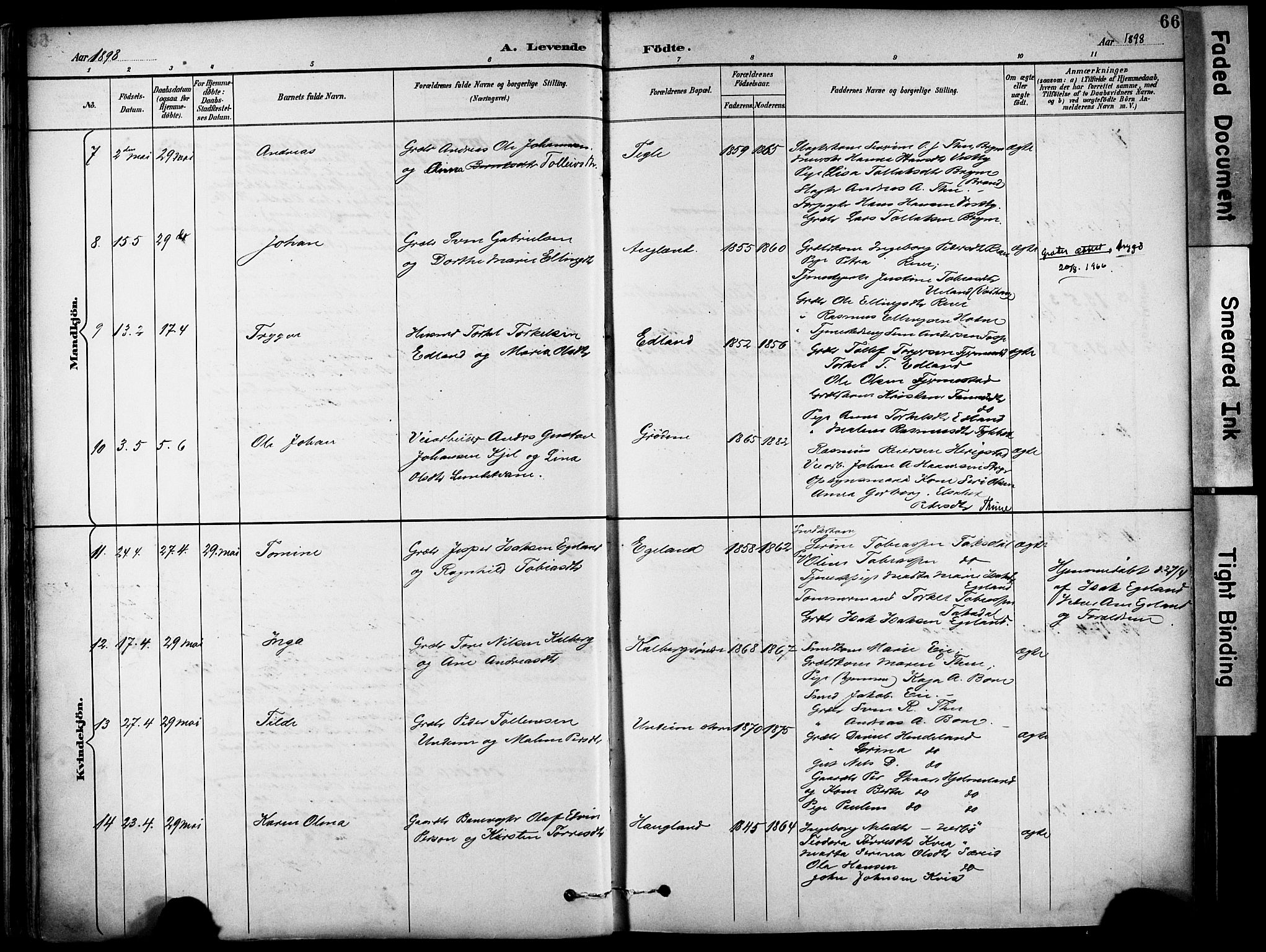 Lye sokneprestkontor, AV/SAST-A-101794/001/30BA/L0011: Parish register (official) no. A 9, 1893-1903, p. 66