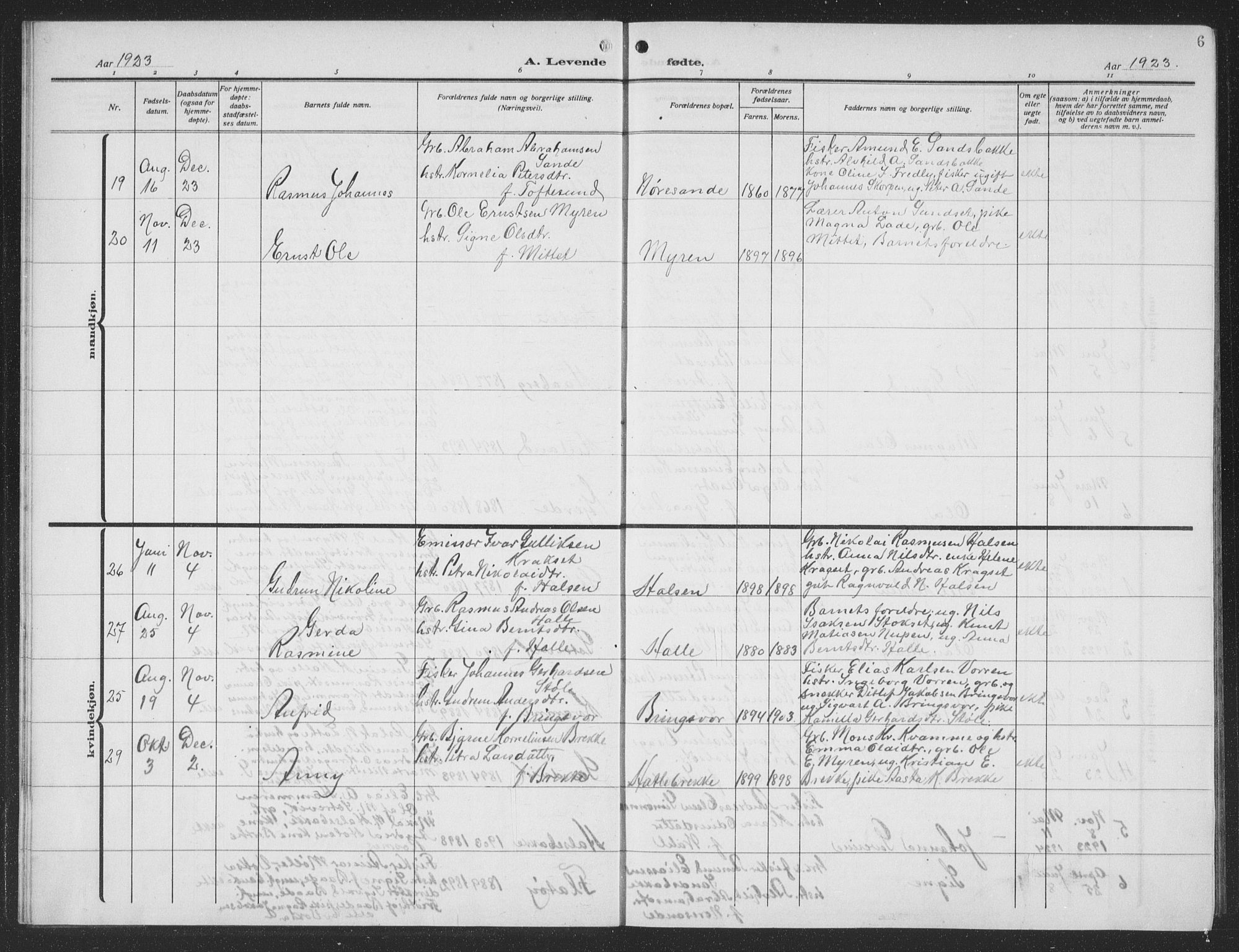 Ministerialprotokoller, klokkerbøker og fødselsregistre - Møre og Romsdal, AV/SAT-A-1454/503/L0051: Parish register (copy) no. 503C06, 1923-1938, p. 6