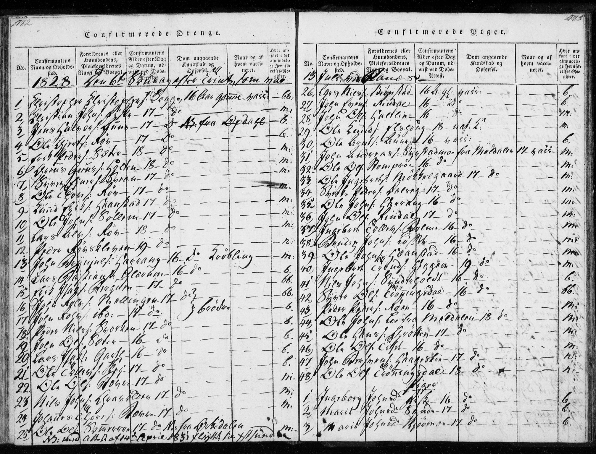 Ministerialprotokoller, klokkerbøker og fødselsregistre - Møre og Romsdal, AV/SAT-A-1454/595/L1041: Parish register (official) no. 595A03, 1819-1829, p. 482-483