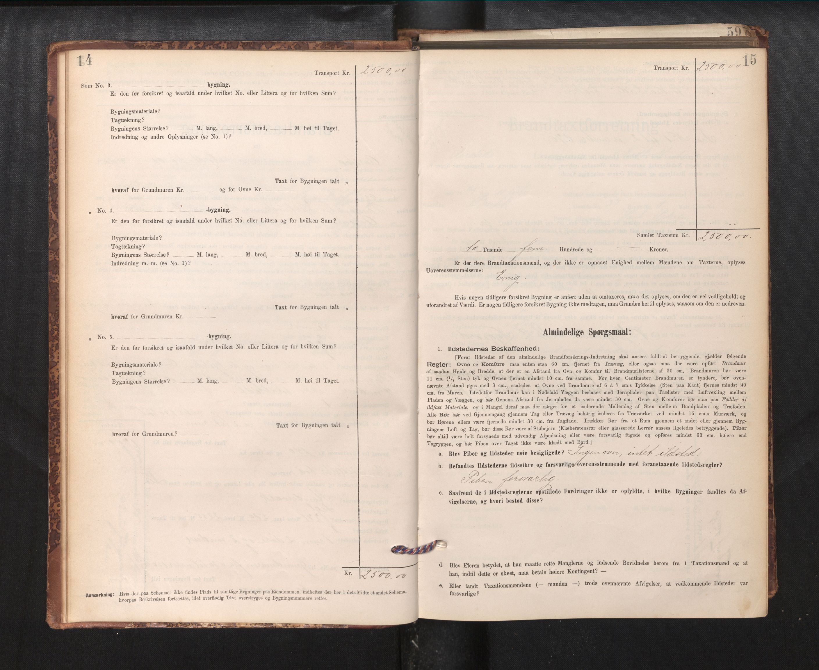 Lensmannen i Årstad, AV/SAB-A-36201/0012/L0011: Branntakstprotokoll,skjematakst, 1895-1901, p. 14-15