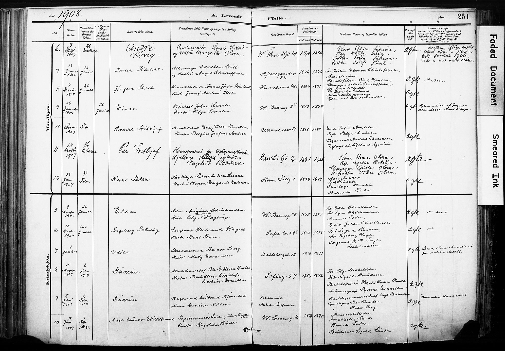 Gamle Aker prestekontor Kirkebøker, SAO/A-10617a/F/L0013: Parish register (official) no. 13, 1901-1908, p. 251
