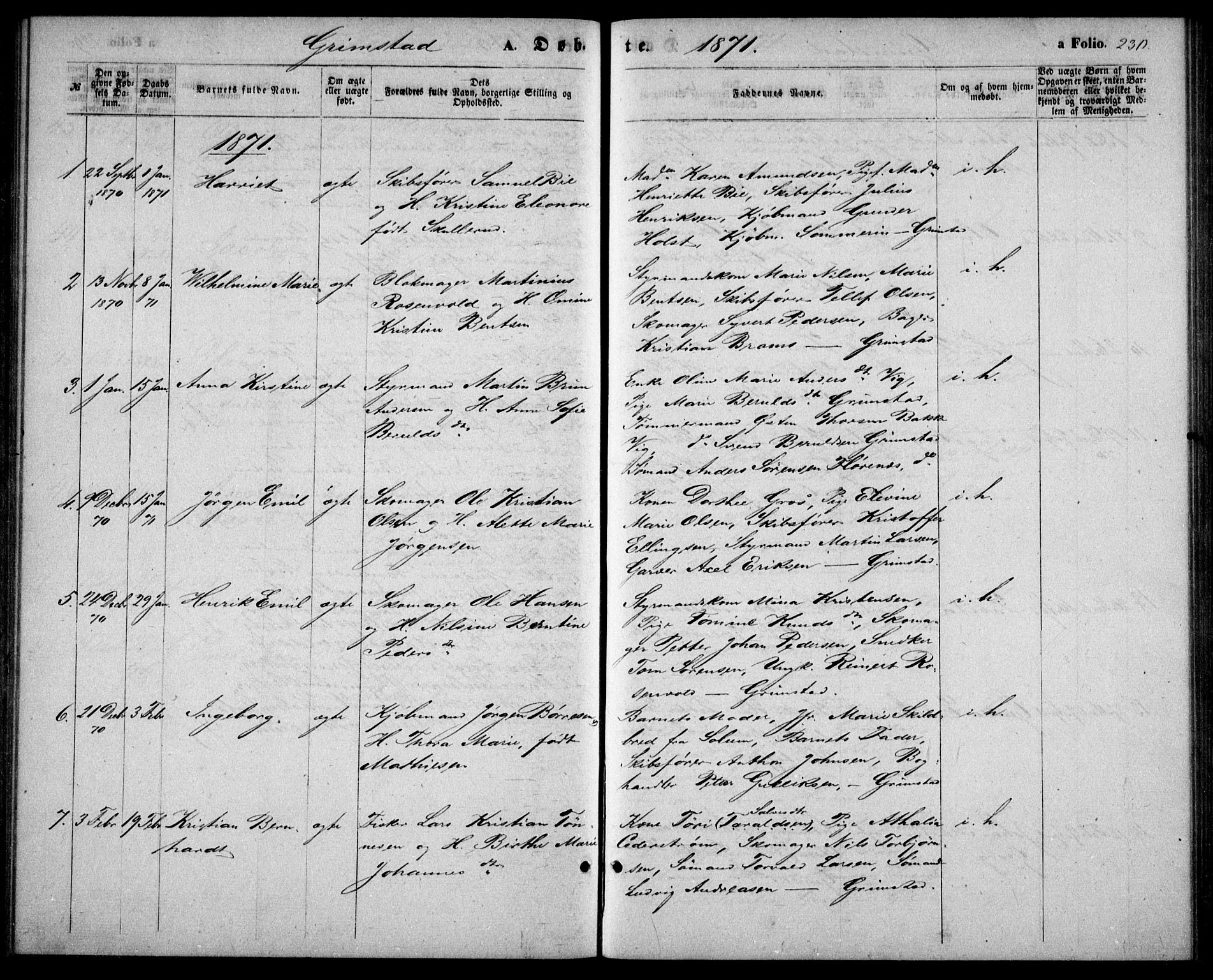 Fjære sokneprestkontor, SAK/1111-0011/F/Fb/L0009: Parish register (copy) no. B 9, 1867-1870, p. 230