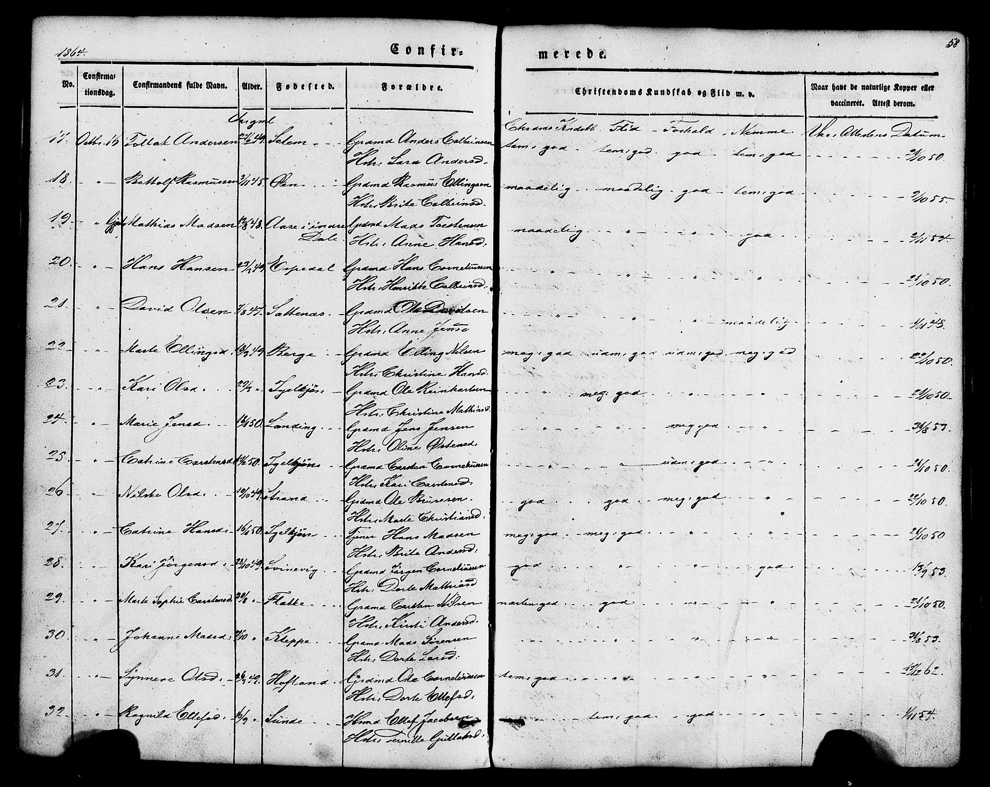 Fjaler sokneprestembete, SAB/A-79801/H/Haa/Haaa/L0008: Parish register (official) no. A 8, 1850-1886, p. 58