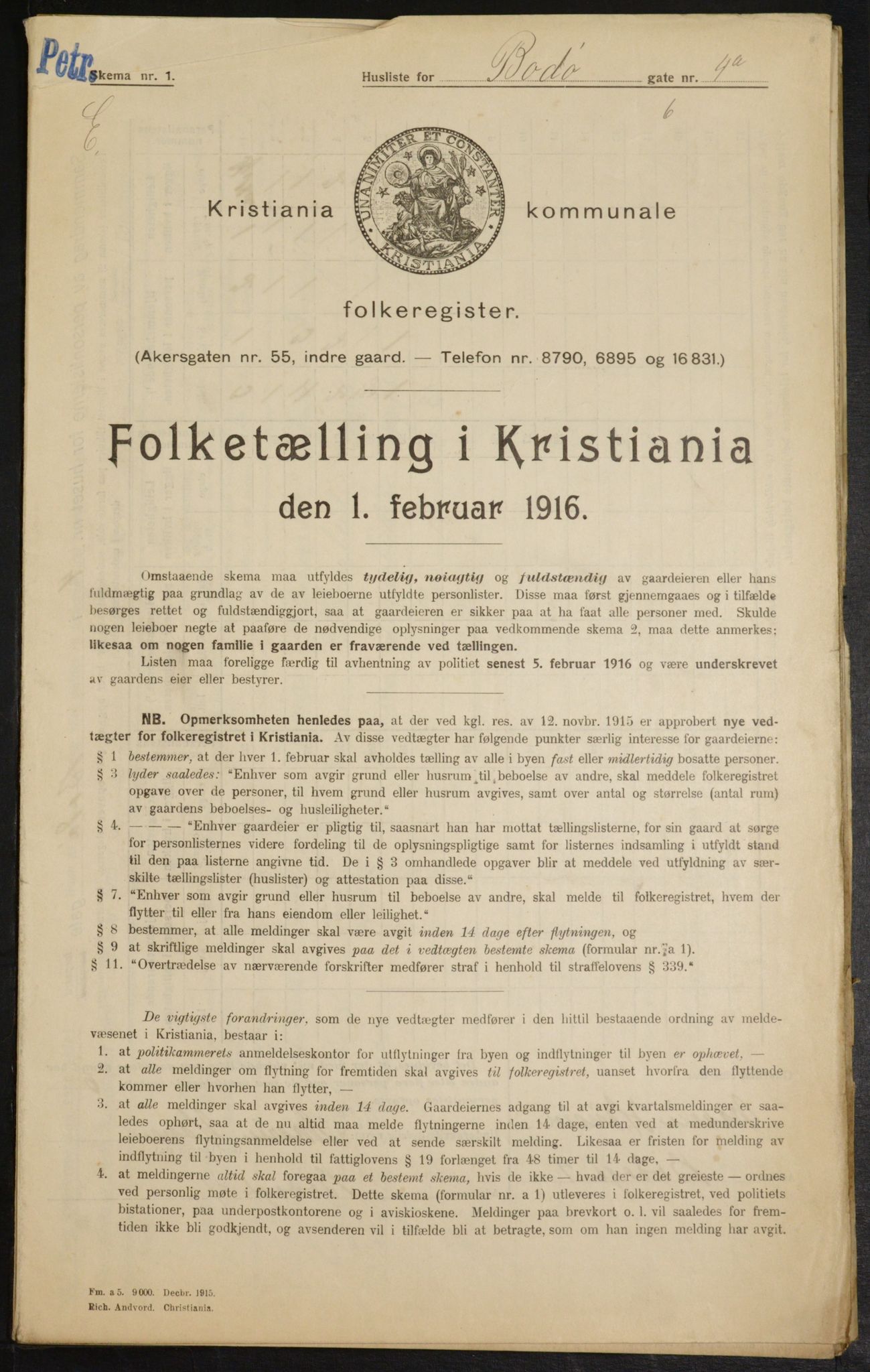 OBA, Municipal Census 1916 for Kristiania, 1916, p. 6790