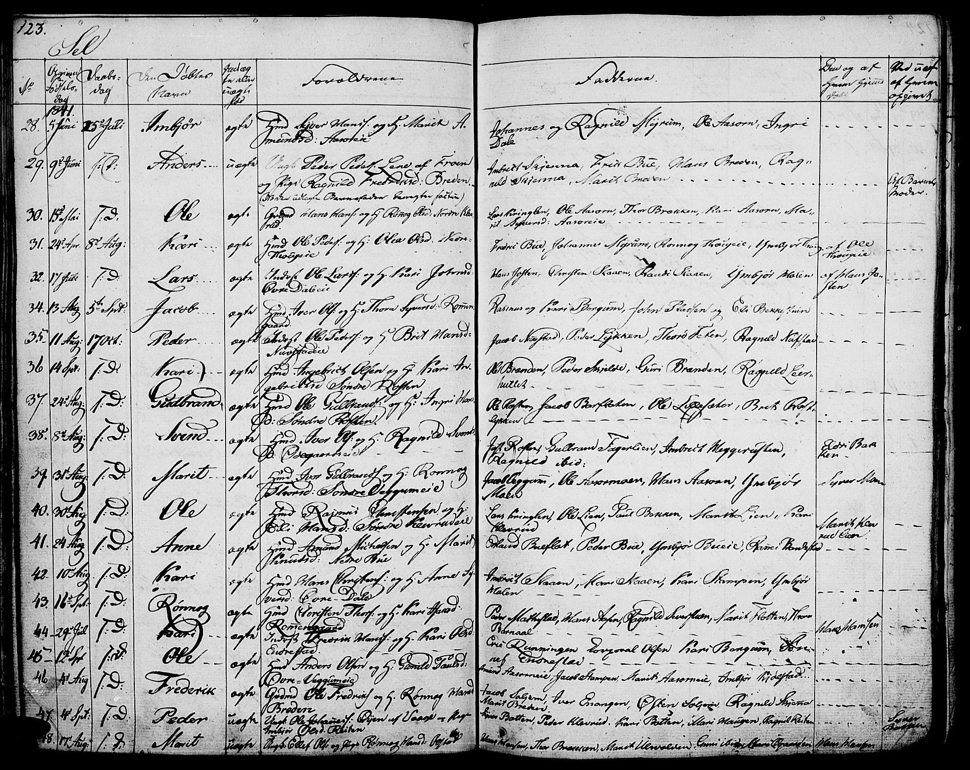 Vågå prestekontor, SAH/PREST-076/H/Ha/Haa/L0004: Parish register (official) no. 4 /3, 1834-1842, p. 123