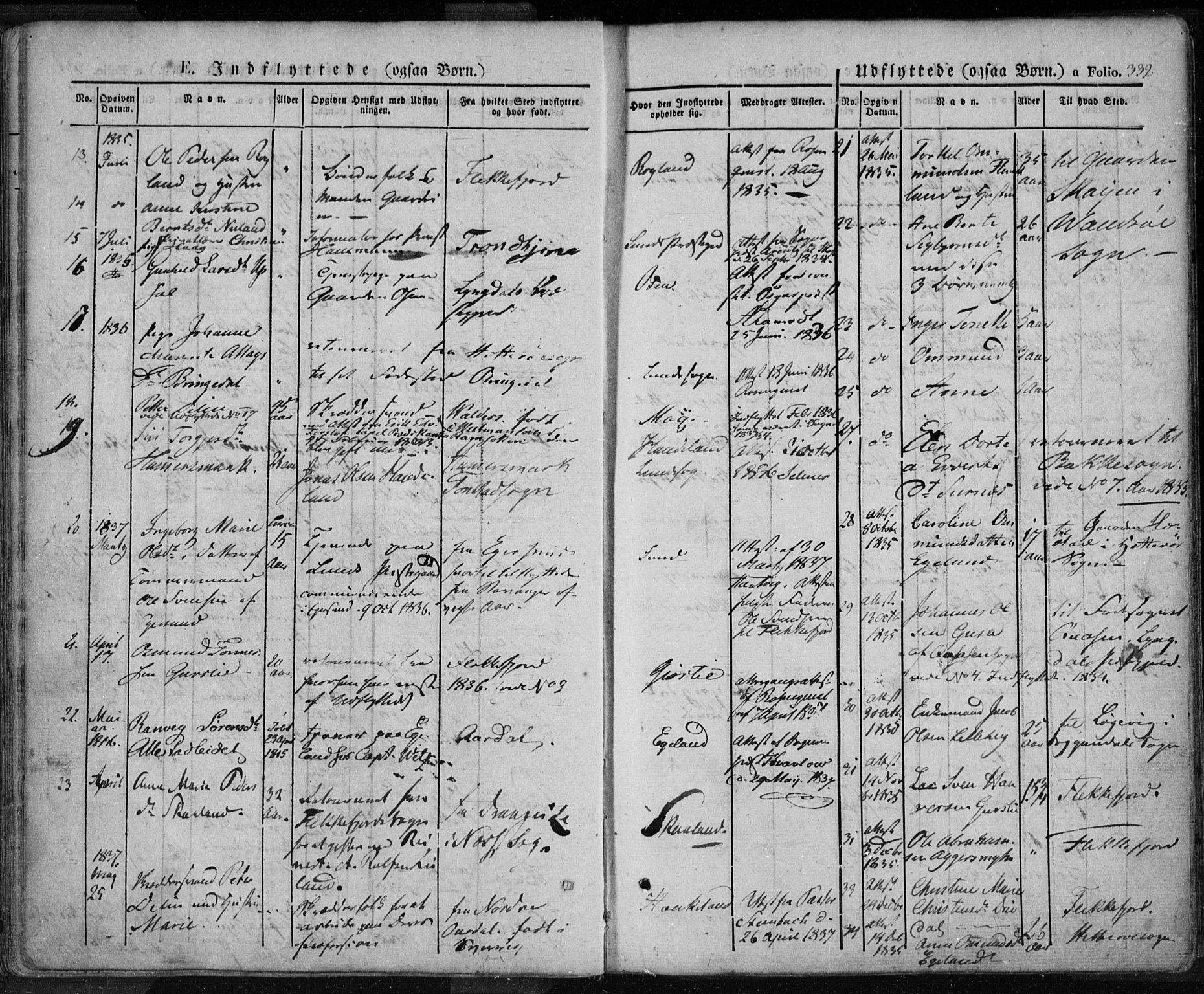 Lund sokneprestkontor, SAST/A-101809/S06/L0008: Parish register (official) no. A 7.2, 1833-1854, p. 332