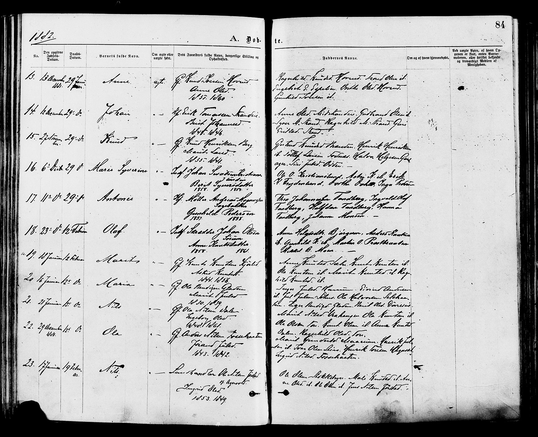 Nord-Aurdal prestekontor, AV/SAH-PREST-132/H/Ha/Haa/L0009: Parish register (official) no. 9, 1876-1882, p. 84