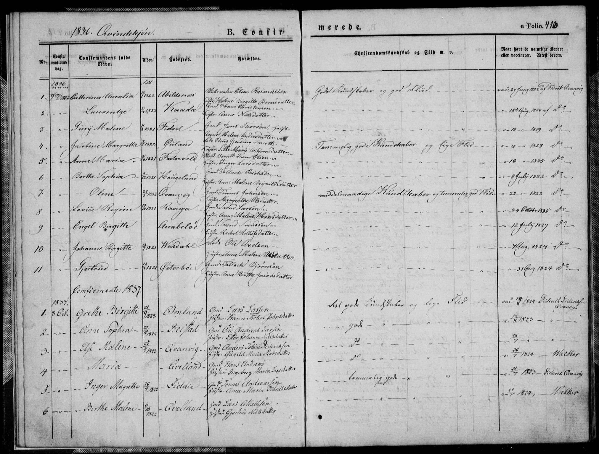 Flekkefjord sokneprestkontor, AV/SAK-1111-0012/F/Fb/Fbb/L0002: Parish register (copy) no. B 2b, 1831-1866, p. 413
