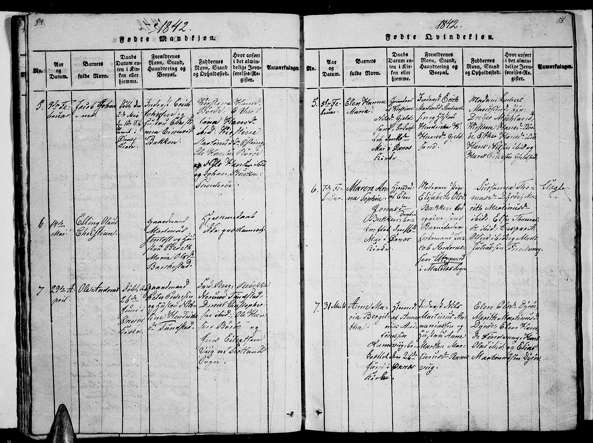 Ministerialprotokoller, klokkerbøker og fødselsregistre - Nordland, AV/SAT-A-1459/893/L1346: Parish register (copy) no. 893C01, 1820-1858, p. 54-55