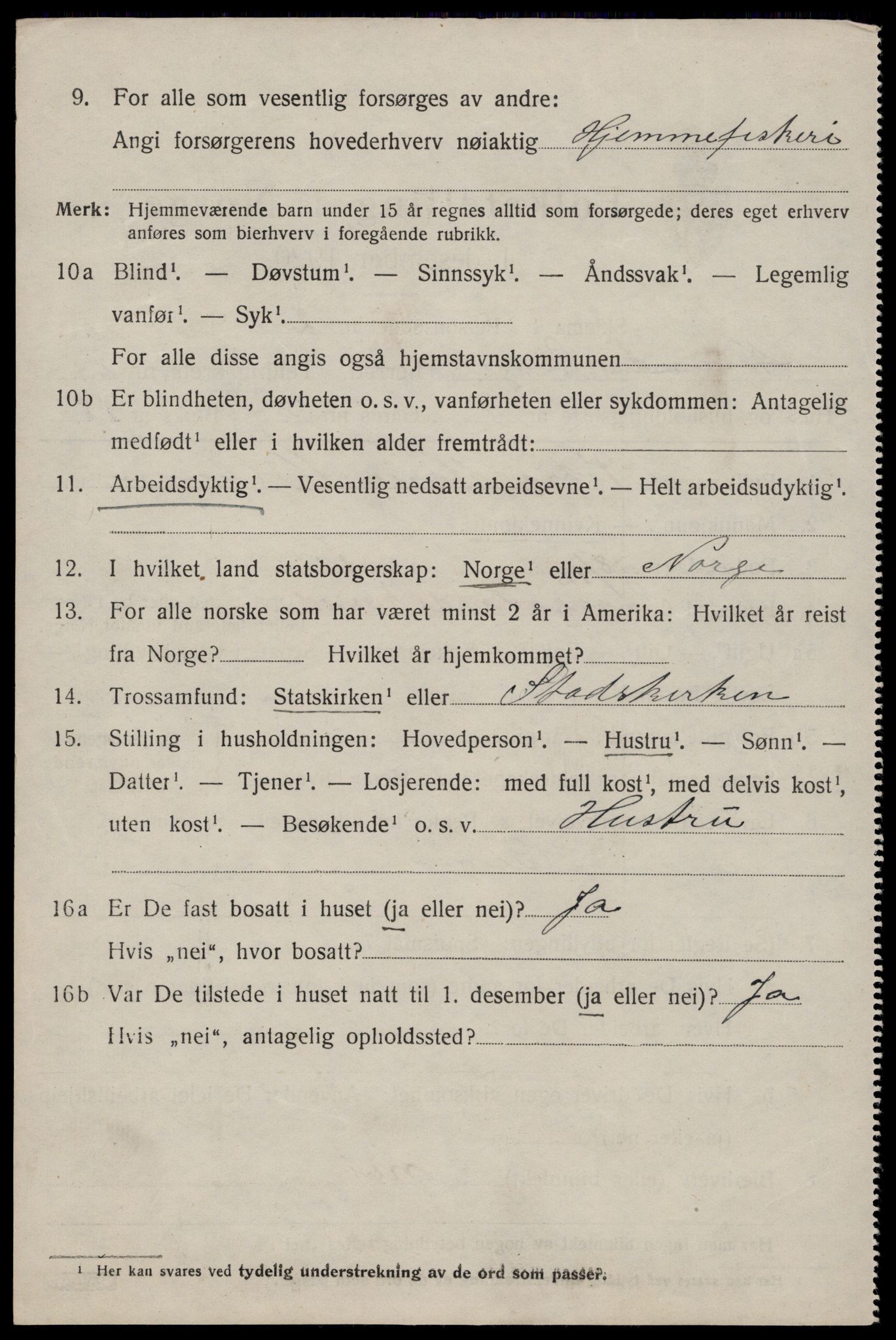 SAST, 1920 census for Stangaland, 1920, p. 1202