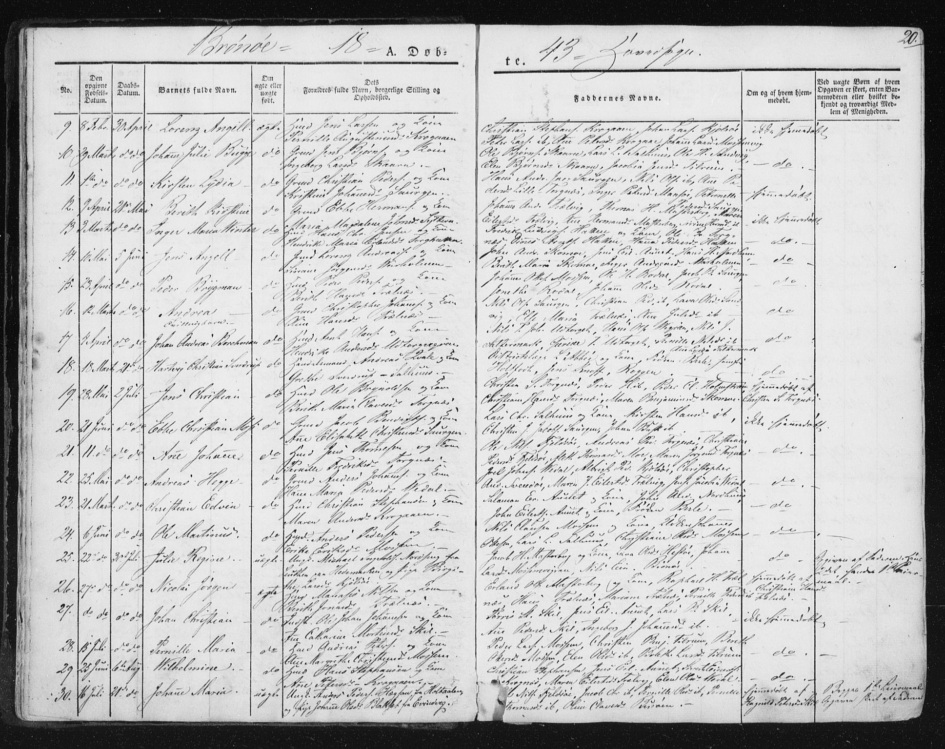 Ministerialprotokoller, klokkerbøker og fødselsregistre - Nordland, SAT/A-1459/813/L0198: Parish register (official) no. 813A08, 1834-1874, p. 20
