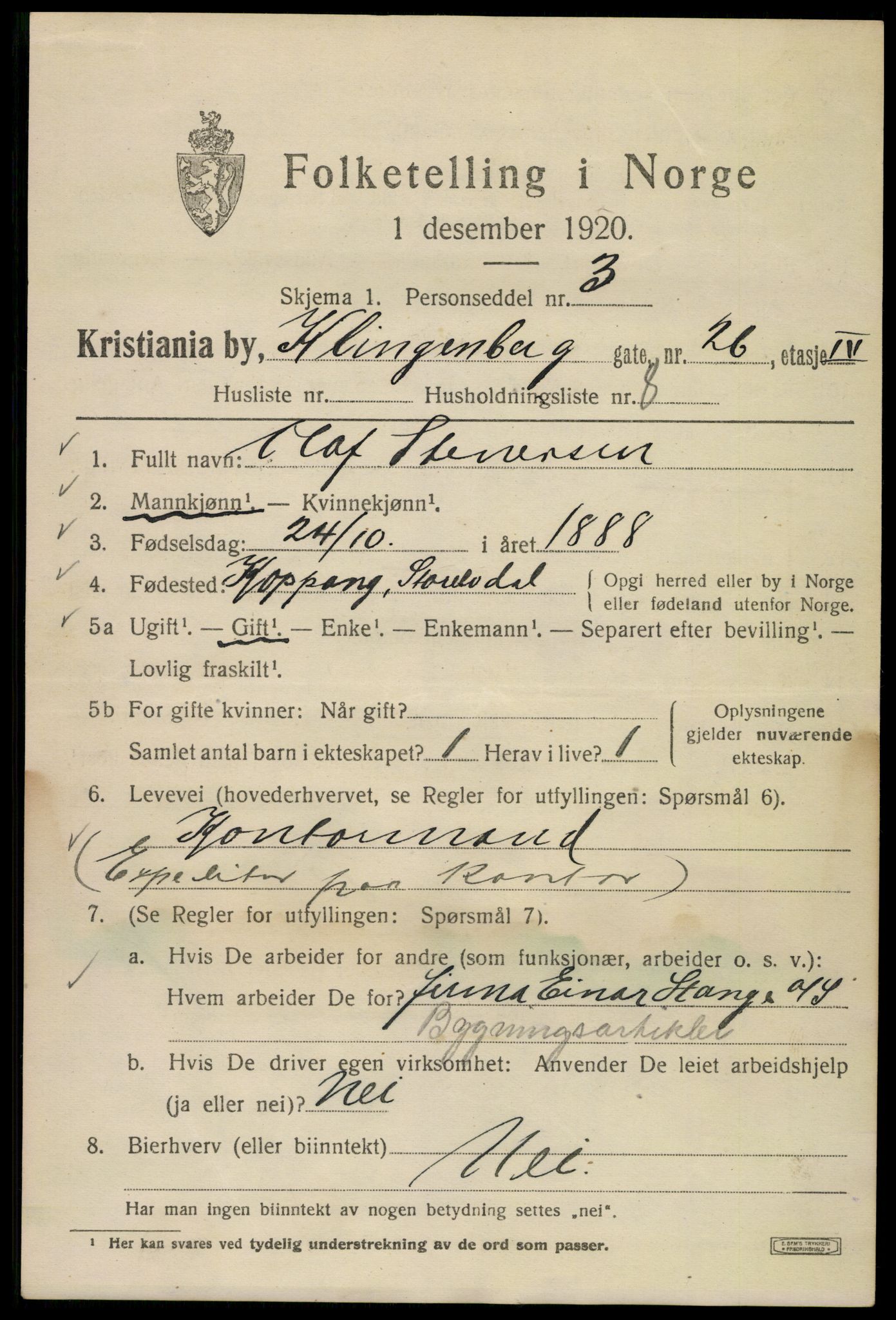 SAO, 1920 census for Kristiania, 1920, p. 344959