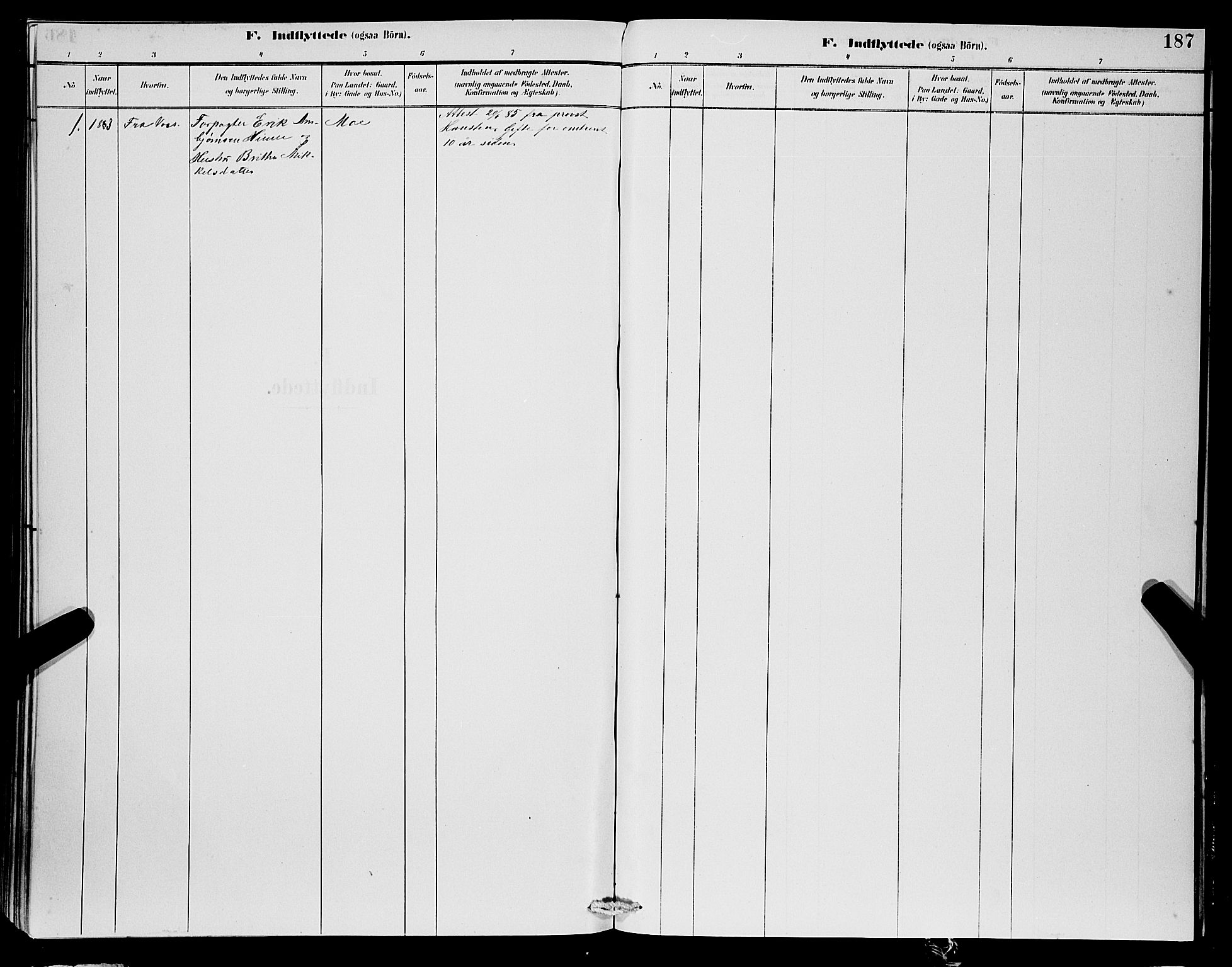 Ulvik sokneprestembete, SAB/A-78801/H/Hab: Parish register (copy) no. B 3, 1884-1901, p. 187