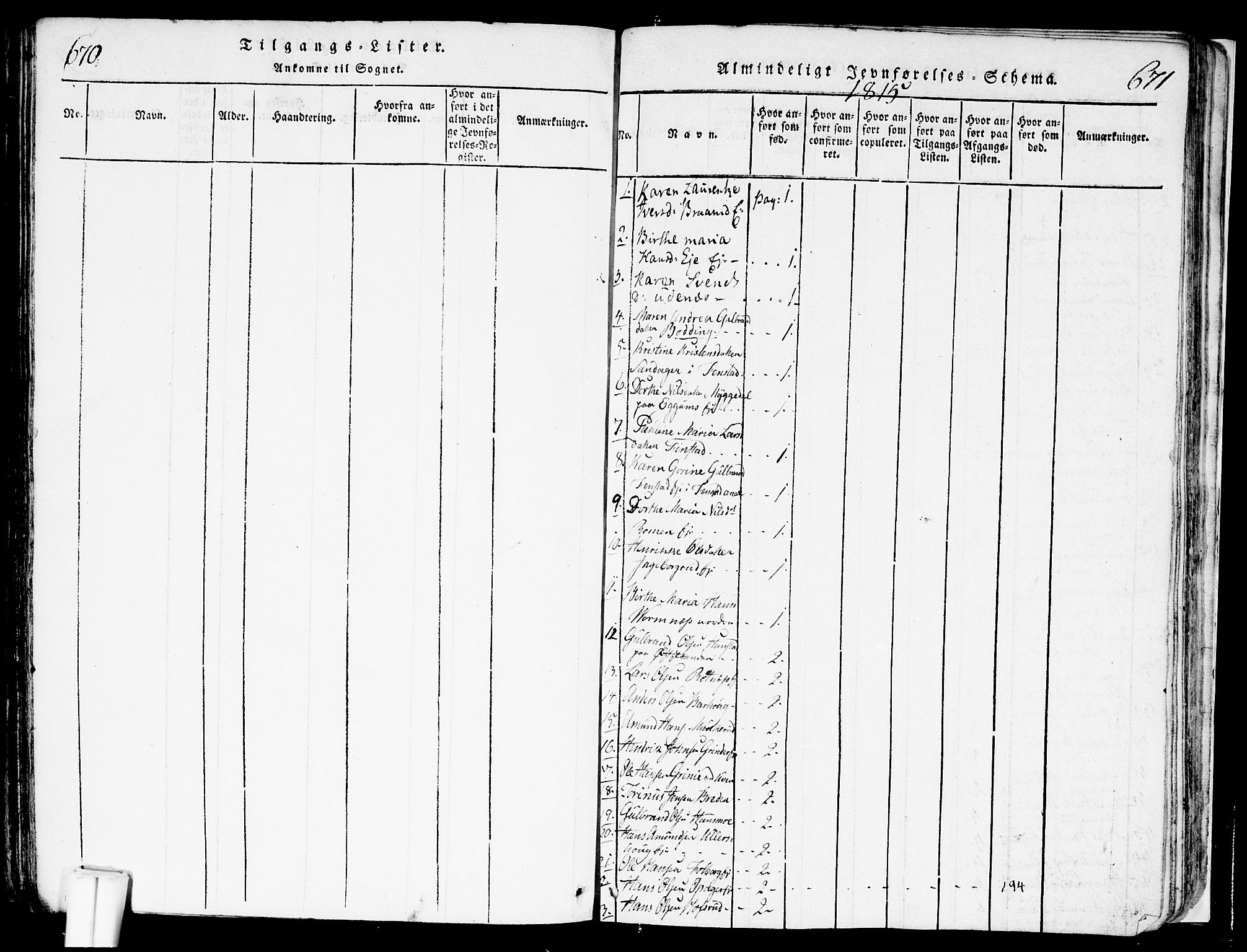 Nes prestekontor Kirkebøker, SAO/A-10410/F/Fa/L0005: Parish register (official) no. I 5, 1815-1835, p. 670-671
