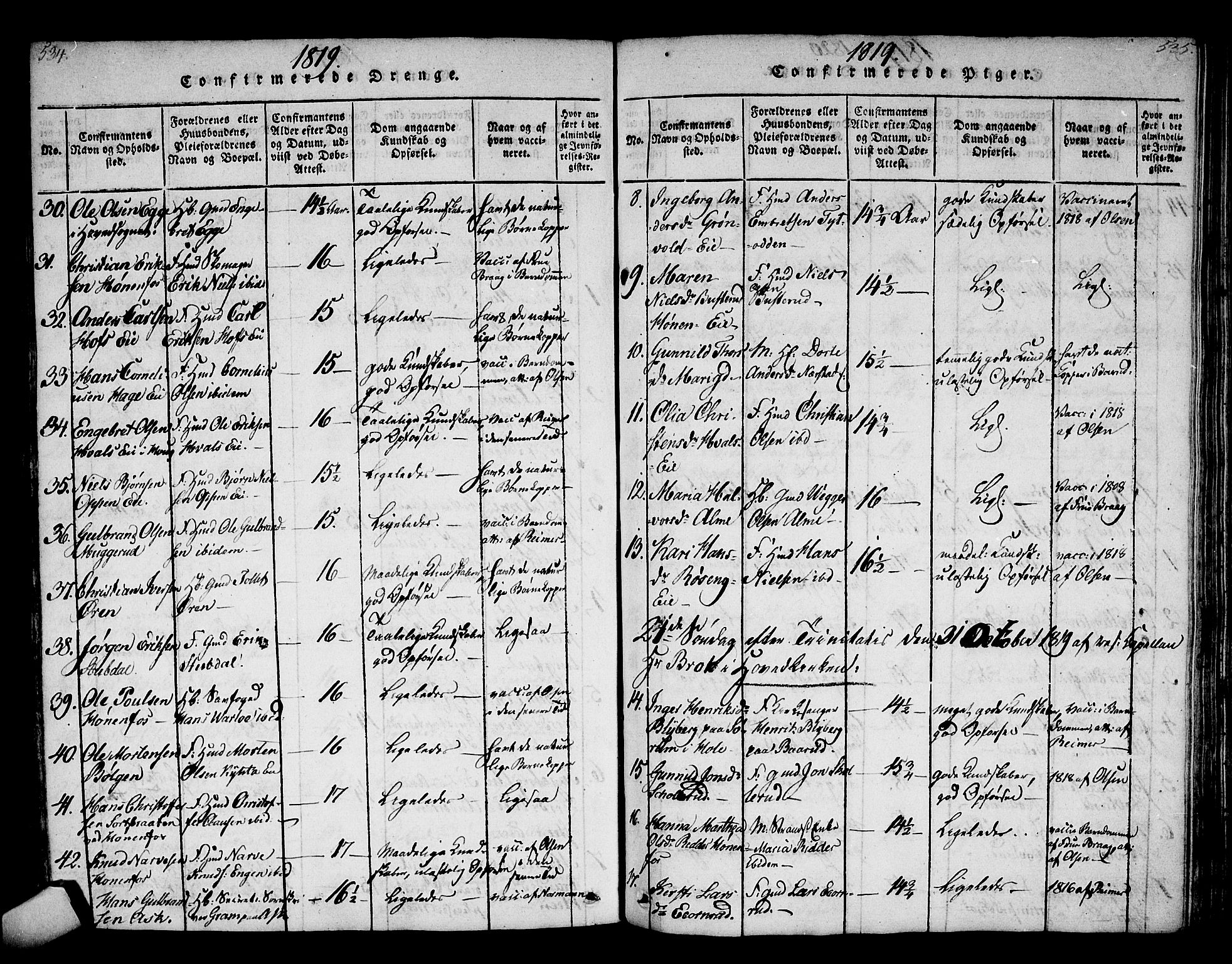 Norderhov kirkebøker, AV/SAKO-A-237/F/Fa/L0008: Parish register (official) no. 8, 1814-1833, p. 534-535