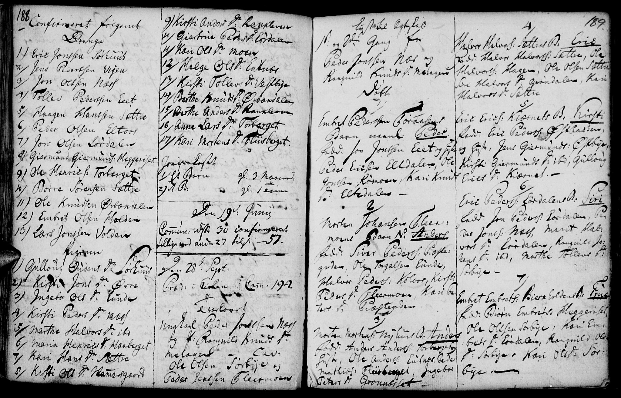 Elverum prestekontor, AV/SAH-PREST-044/H/Ha/Haa/L0004: Parish register (official) no. 4, 1761-1780, p. 188-189