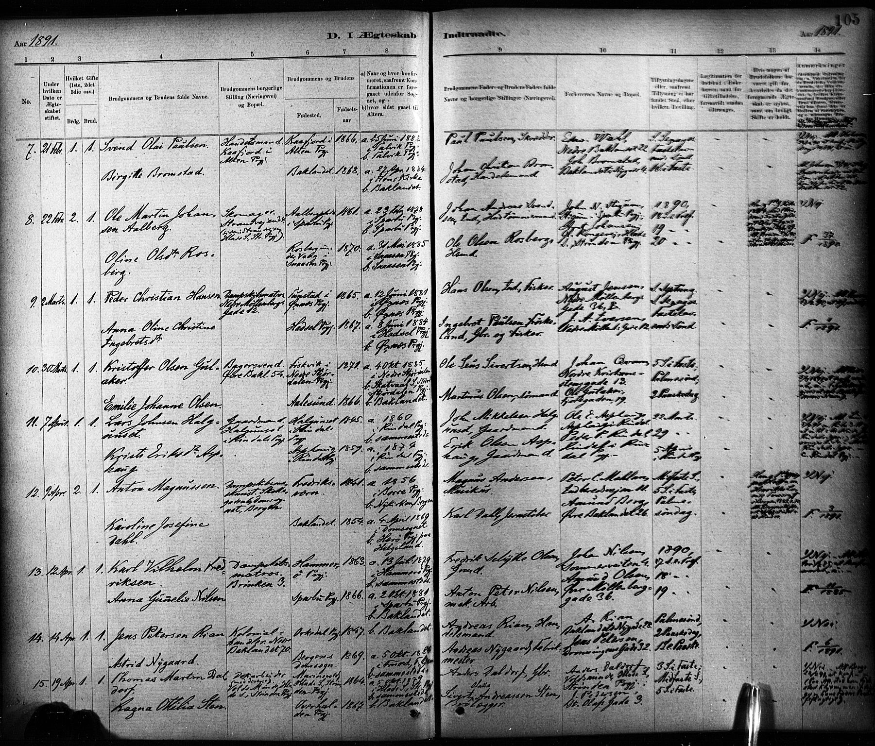 Ministerialprotokoller, klokkerbøker og fødselsregistre - Sør-Trøndelag, SAT/A-1456/604/L0189: Parish register (official) no. 604A10, 1878-1892, p. 105