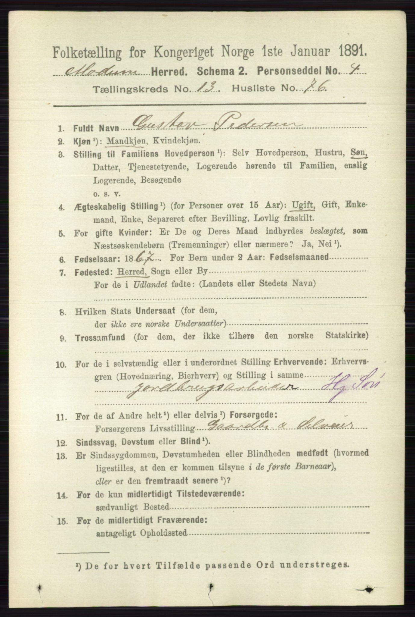 RA, 1891 census for 0623 Modum, 1891, p. 5341