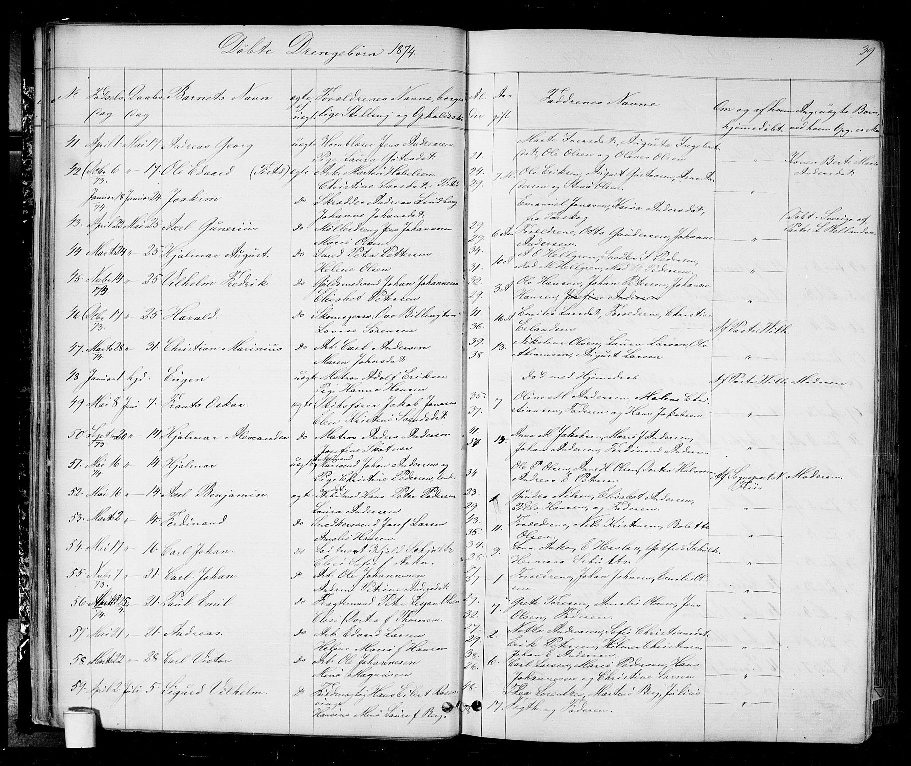 Halden prestekontor Kirkebøker, AV/SAO-A-10909/G/Ga/L0006: Parish register (copy) no. 6, 1869-1884, p. 39