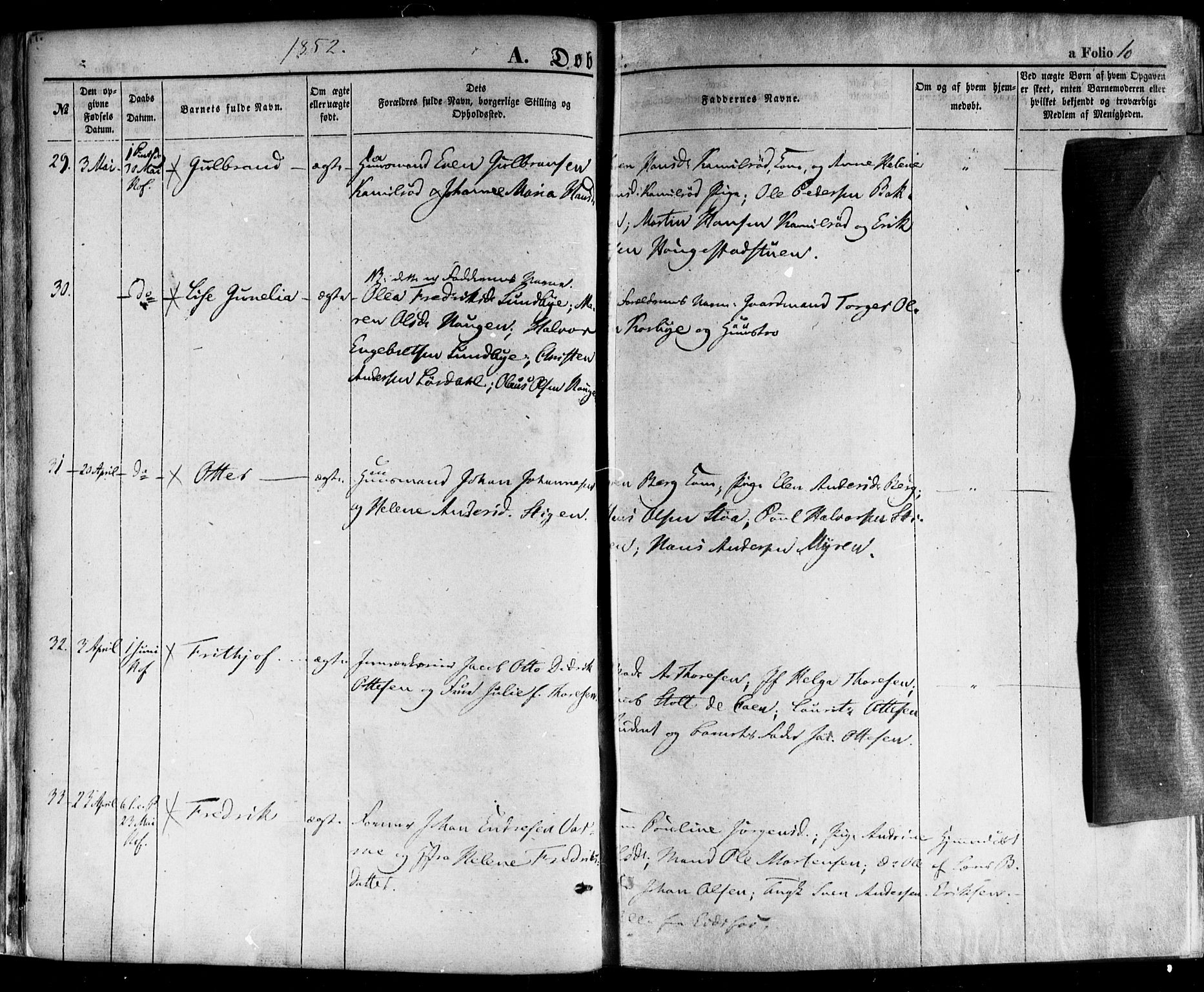 Hof kirkebøker, AV/SAKO-A-64/F/Fa/L0006: Parish register (official) no. I 6, 1851-1877, p. 10